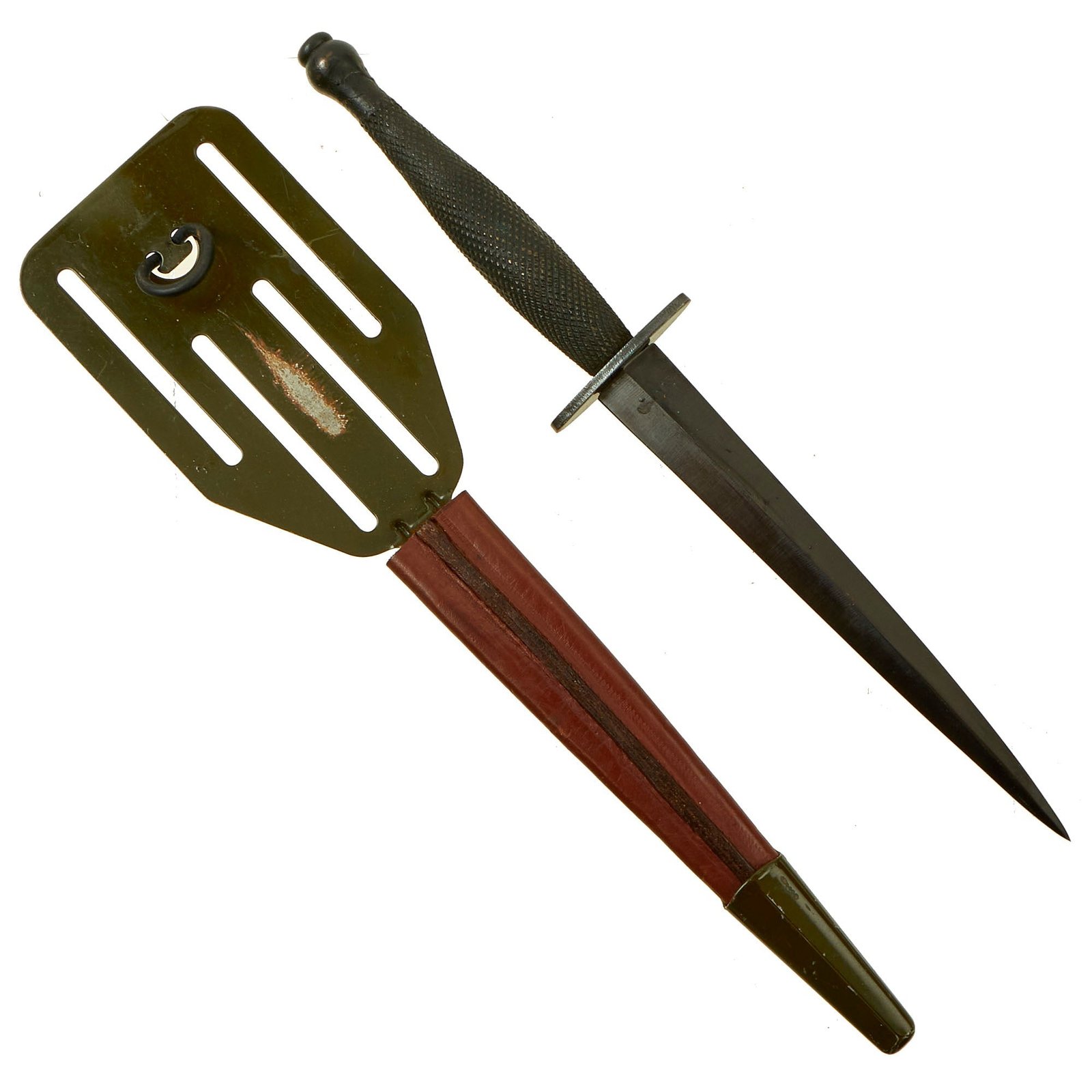 Buy Original U.S. WWII OSS Stiletto by Landers, Frary, and Clark with Pancake Flipper Scabbard - Near Unissued Condition | Original Firearms Antique For Sale