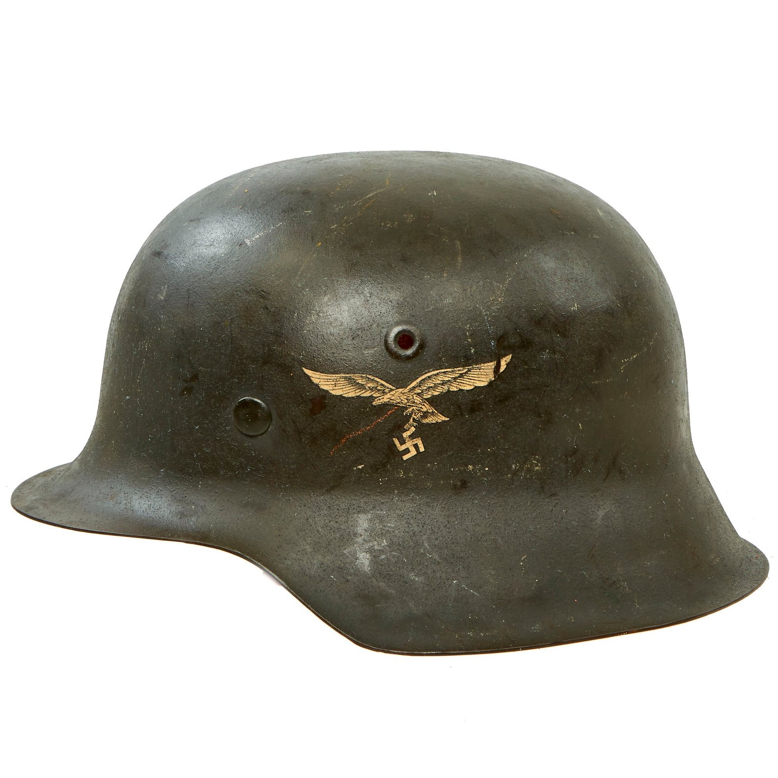 Buy Original German WWII M42 Single Decal Luftwaffe Helmet with 1943 Dated Relic Liner - marked NS64 | Original Firearms Antique For Sale