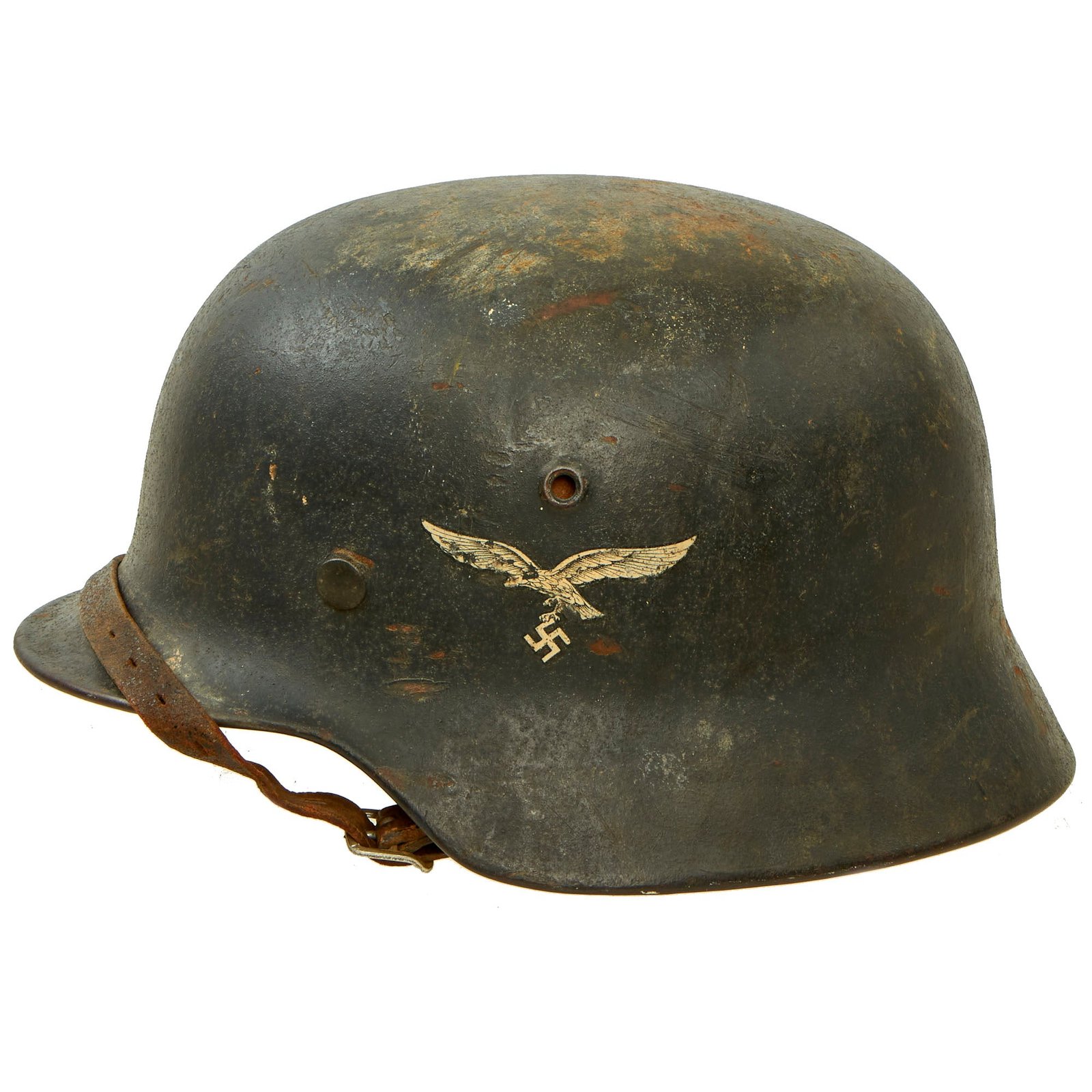 Buy Original German WWII M40 Single Decal Luftwaffe Helmet with 1940 Dated Size 59 Liner & Chinstrap - ET66 | Original Firearms Antique For Sale