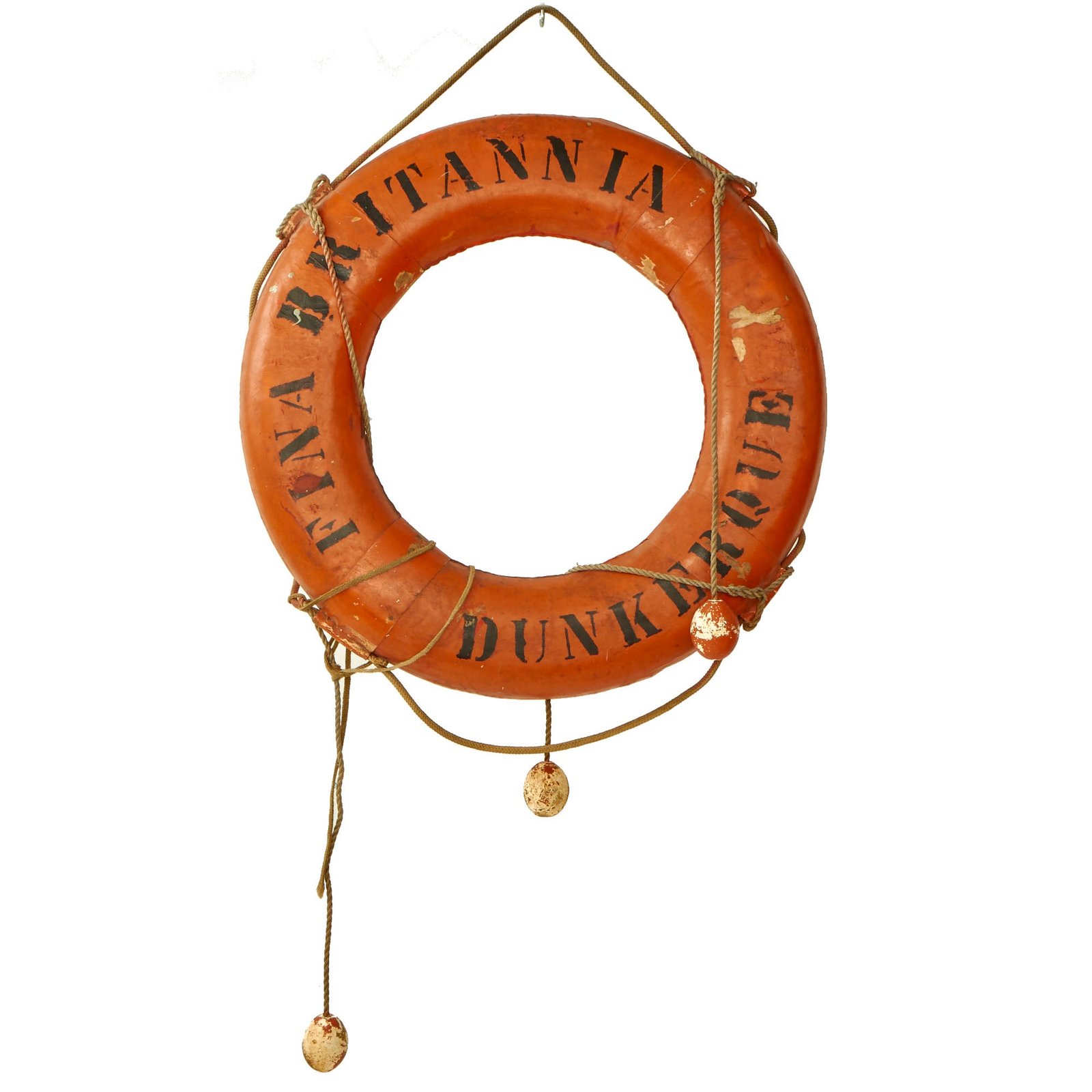 Buy Original British WWII Life Preserver Ring Purportedly from Battle of Dunkirk Trawler Fina Britannia at Port of Dunkirk | Original Firearms Antique For Sale