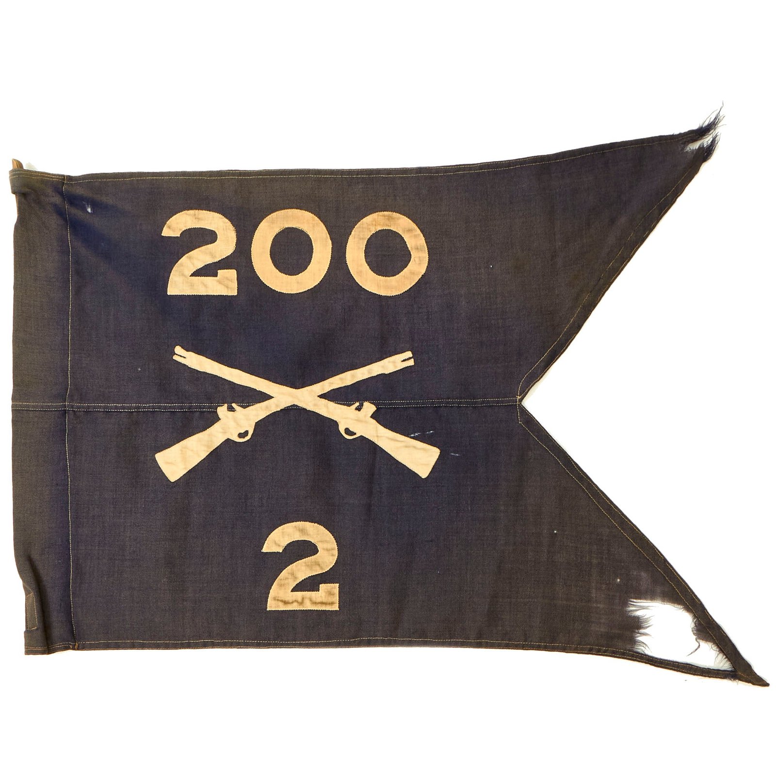 Buy Original U.S. WWII Army 2nd Battalion, 200th Infantry Regiment Swallowtail Guidon Pennant | Original Firearms Antique For Sale