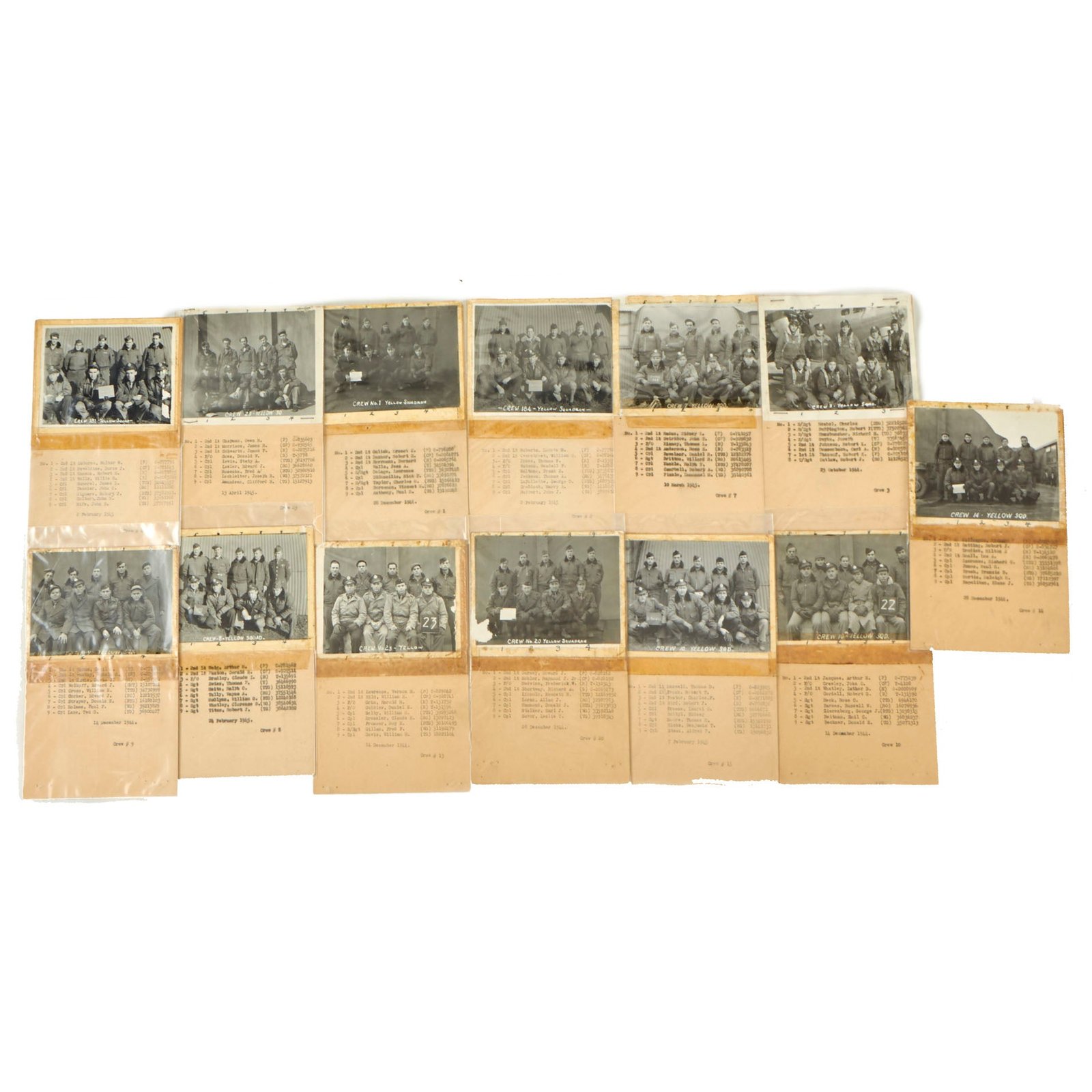 Buy Original U.S. WWII Lot of 13 Army Air Force 708th Bombardment Squadron Crew Photos and Rosters - All Dated 1944-1945 - 8th Air Force | Original Firearms Antique For Sale