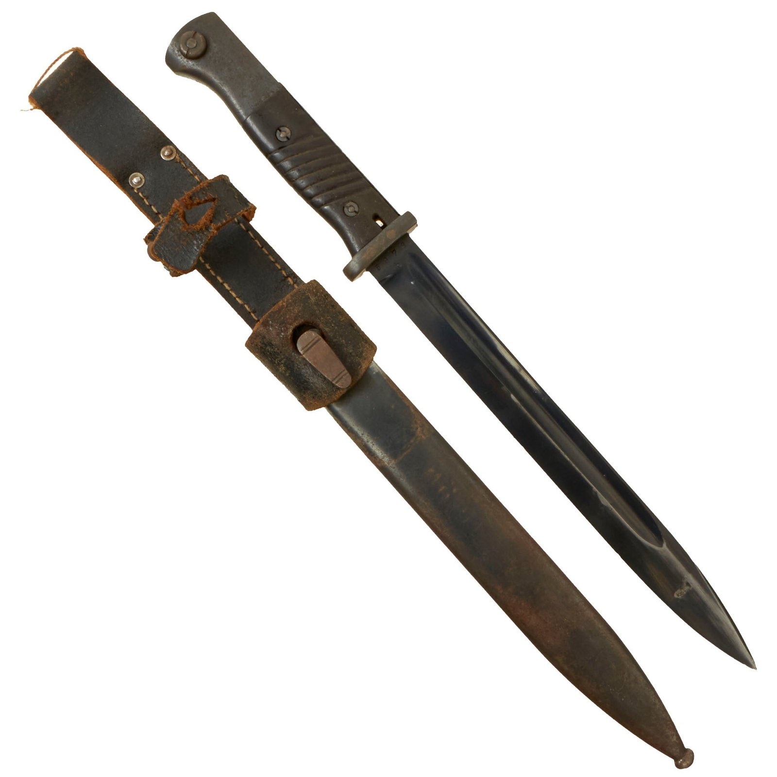 Buy Original German WWII 98k 1939 dated Bayonet by Jetter and Scheerer with Scabbard & Rare Late War Frog | Original Firearms Antique For Sale