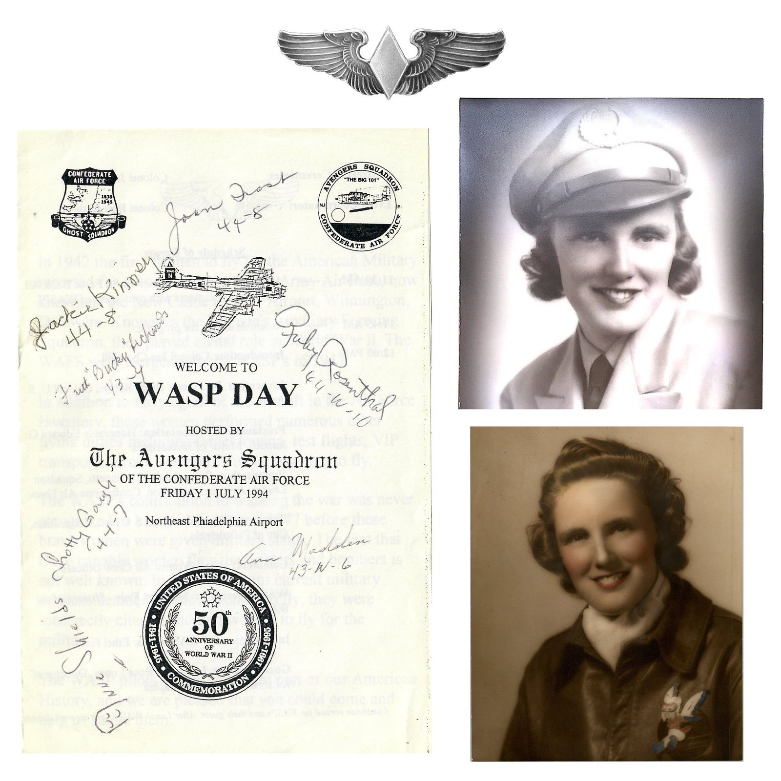 Buy Original U.S. WWII Women’s Airforce Service Pilots WASP Signed Confederate Air Force July 1994 WASP Day Program - 6 Signatures | Original Firearms Antique For Sale