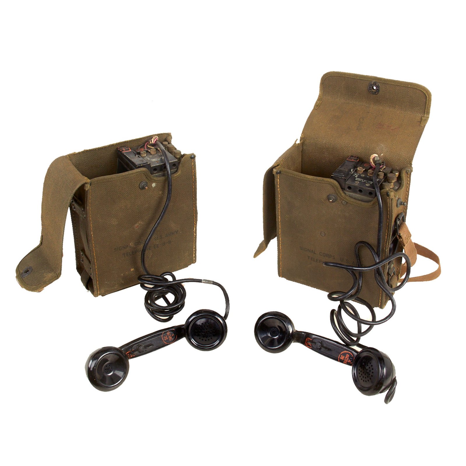 Buy Original U.S. WWII / Korean War Era Army Field Telephone: Original Model EE-8 (Set of 2) | Original Firearms Antique For Sale