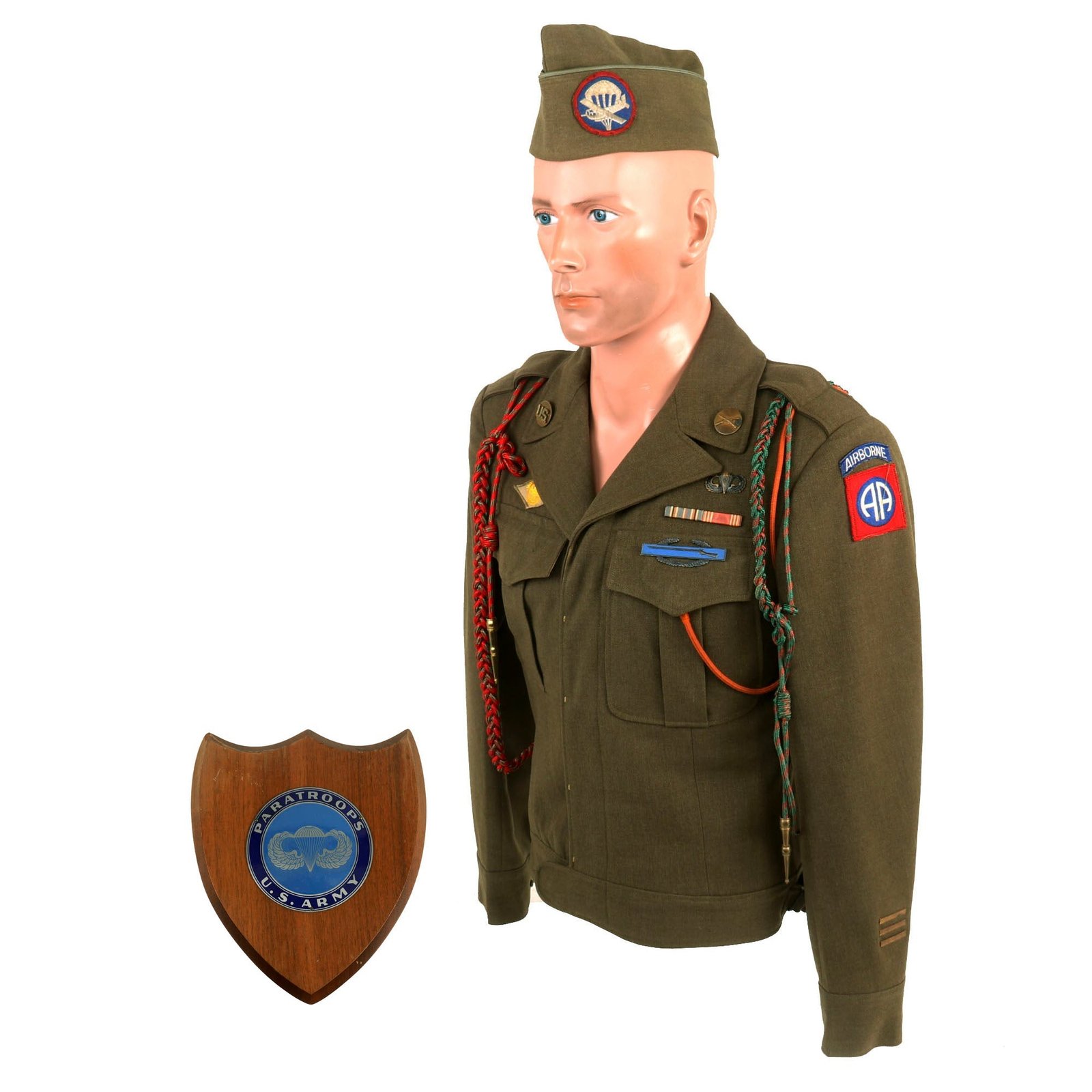 Buy Original U.S. WWII 82nd Airborne Division, 505th Parachute Infantry Regiment Headquarters Ike Jacket Named to Private John M. Cox With Overseas Cap and Plaque | Original Firearms Antique For Sale