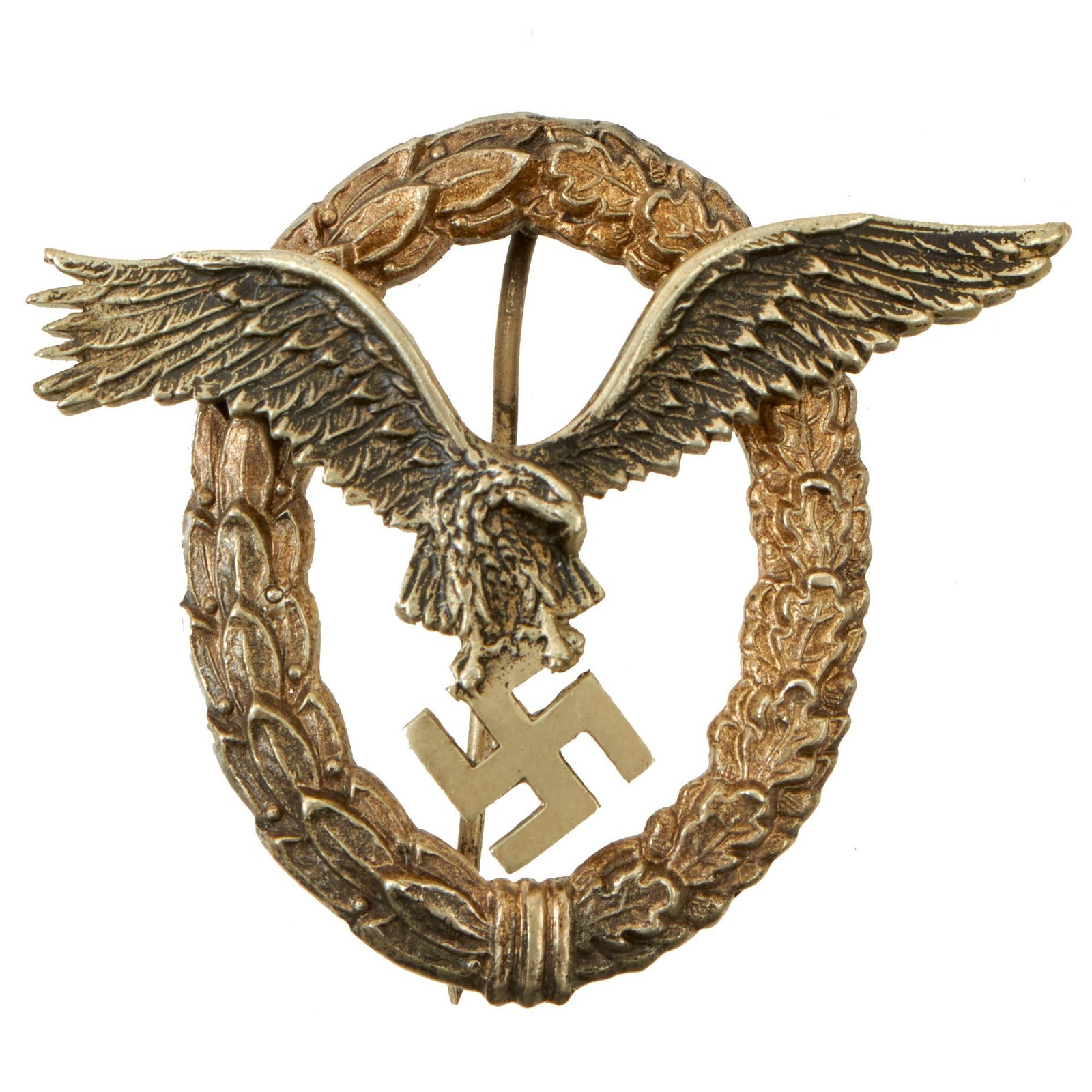 Buy Original German WWII Early Tombak Luftwaffe Pilot's Badge - Unmarked C.E. Juncker - Flugzeugführerabzeichen | Original Firearms Antique For Sale