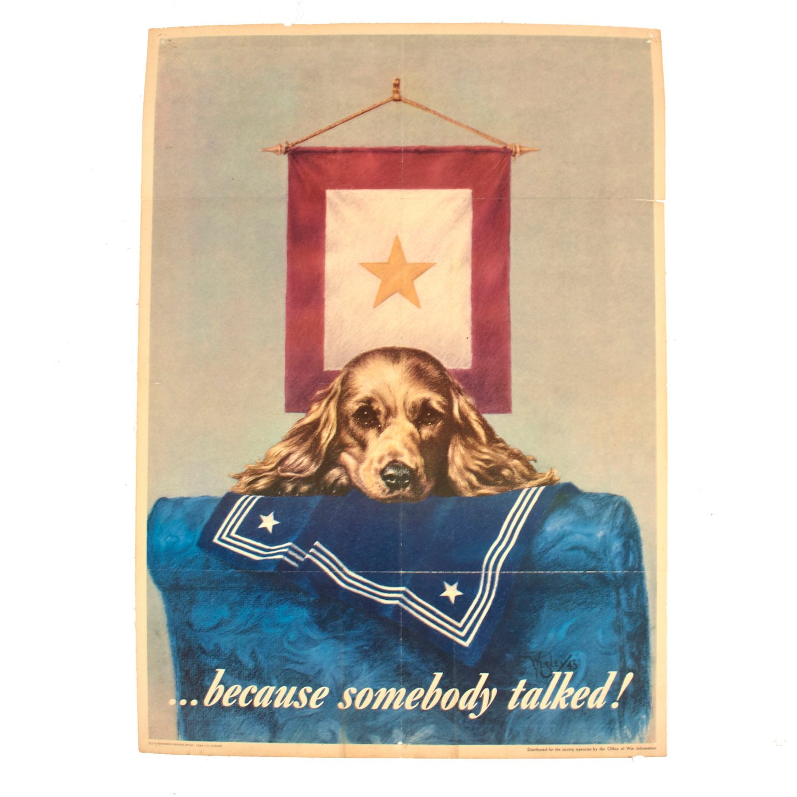 Buy Original U.S. WWII “Careless Talk” Operational Security Poster - Cockerspaniel Poster By Wesley Heyman 28” x 20” | Original Firearms Antique For Sale