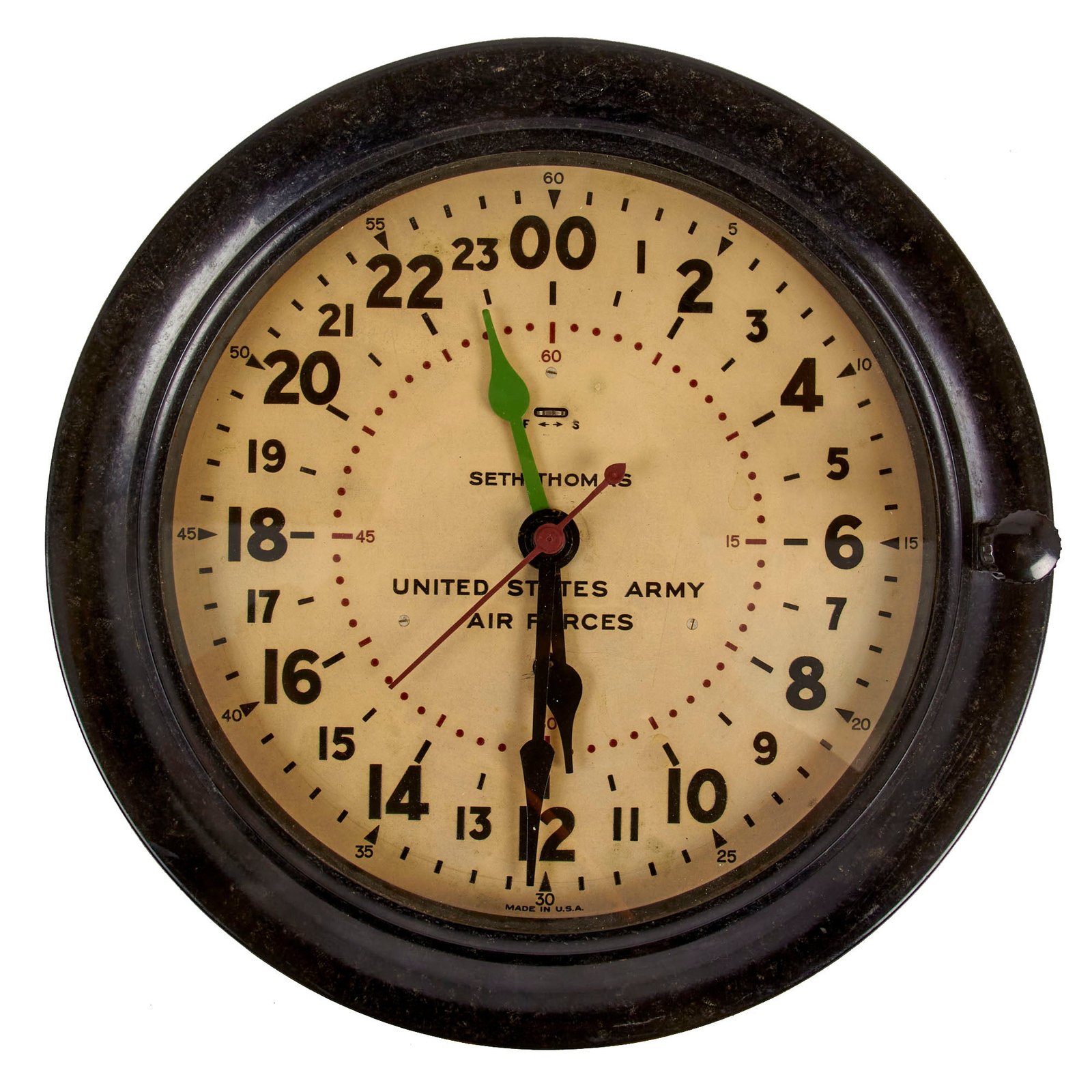 Buy Original WWII U.S. Army Air Forces 8-Day Clock by Seth Thomas With Winding Key ; Dated 1945 - Fully Functional | Original Firearms Antique For Sale