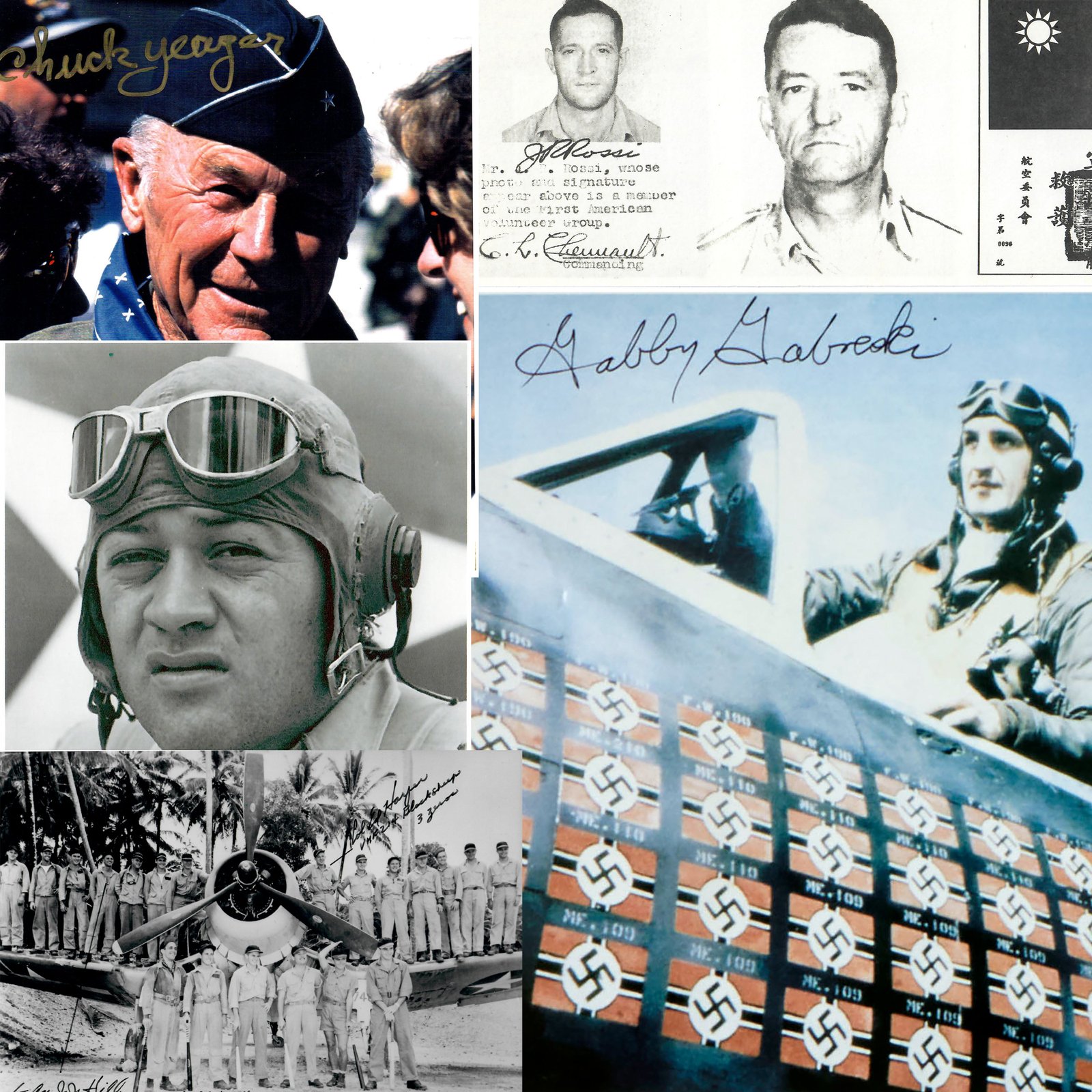 Buy Original U.S. WWII Large Ace Pilot Signature Lot Featuring USMC Major Gregory “Pappy” Boyington and Brigadier General Charles Elwood “Chuck” Yeager | Original Firearms Antique For Sale