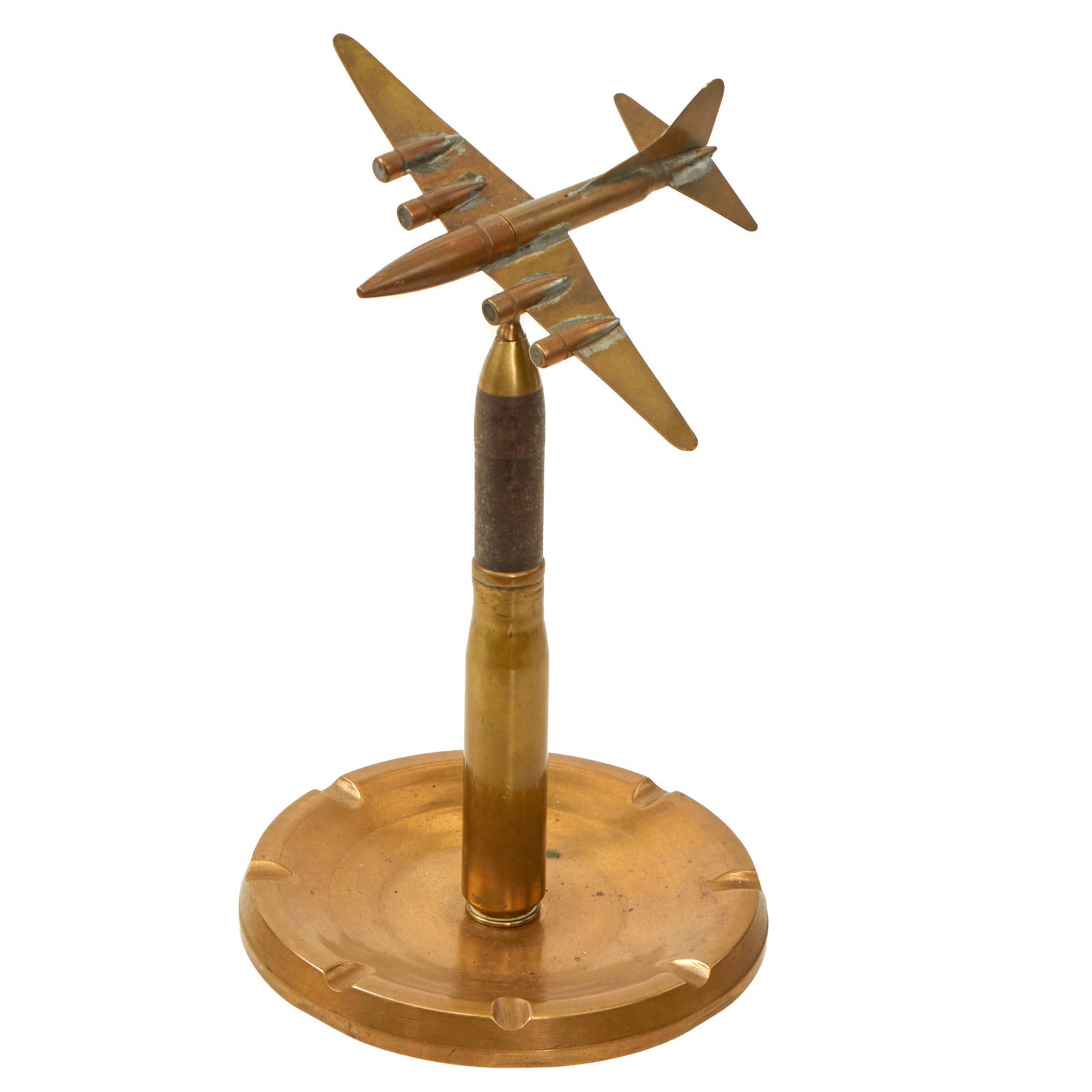Buy Original U.S. WWII Aviation Trench Art Ashtray - Bullet Bomber - Inert | Original Firearms Antique For Sale