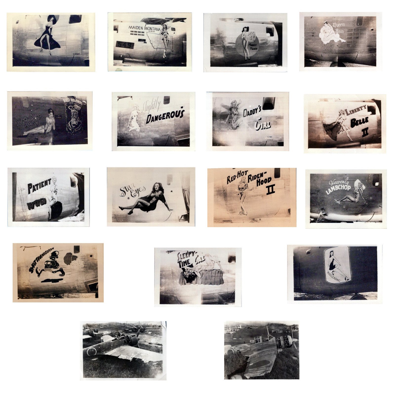 Buy Original U.S. WWII B-17 B-24 Bomber Aircraft Nose Art Photograph Collection  2 ¾” x 2” - 17 Photos | Original Firearms Antique For Sale