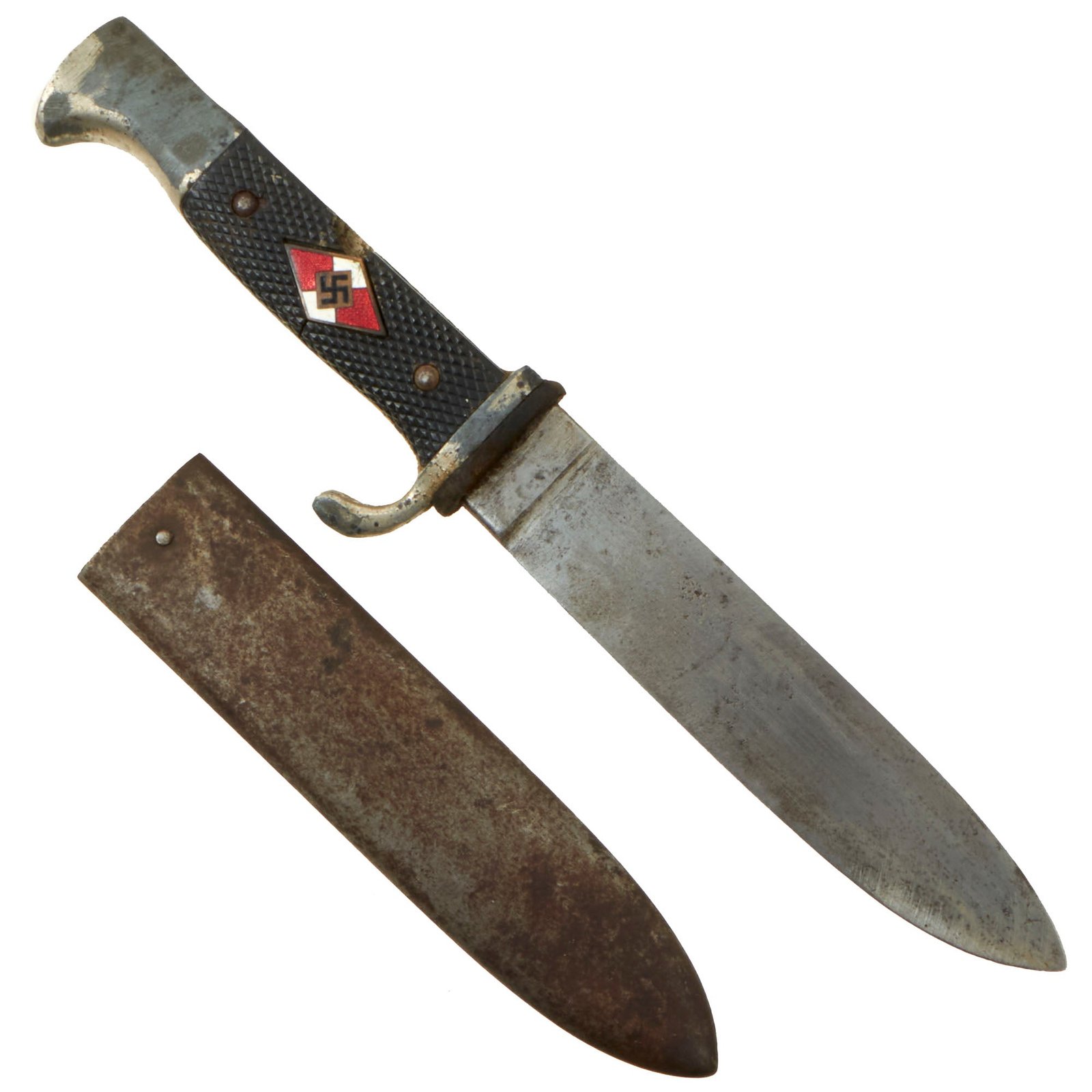 Buy Original German WWII Service Worn Late Pattern HJ Knife by Carl Malsch-Spitzer with Scabbard - RZM M7/91 | Original Firearms Antique For Sale