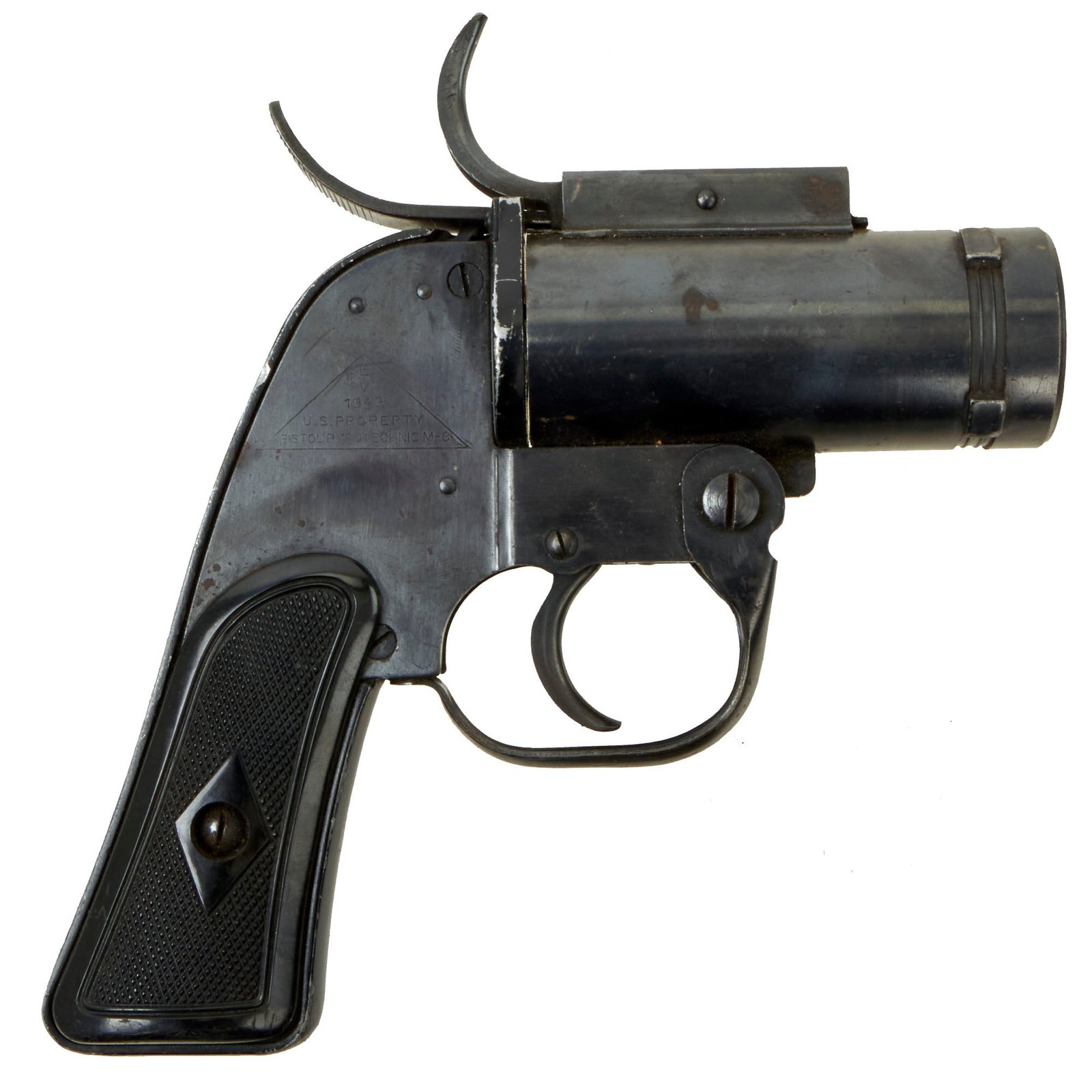 Buy Original U.S. WWII M8 Pyrotechnic 37mm Flare Signal Pistol by Eureka Vacuum - Serial E-090634 | Original Firearms Antique For Sale
