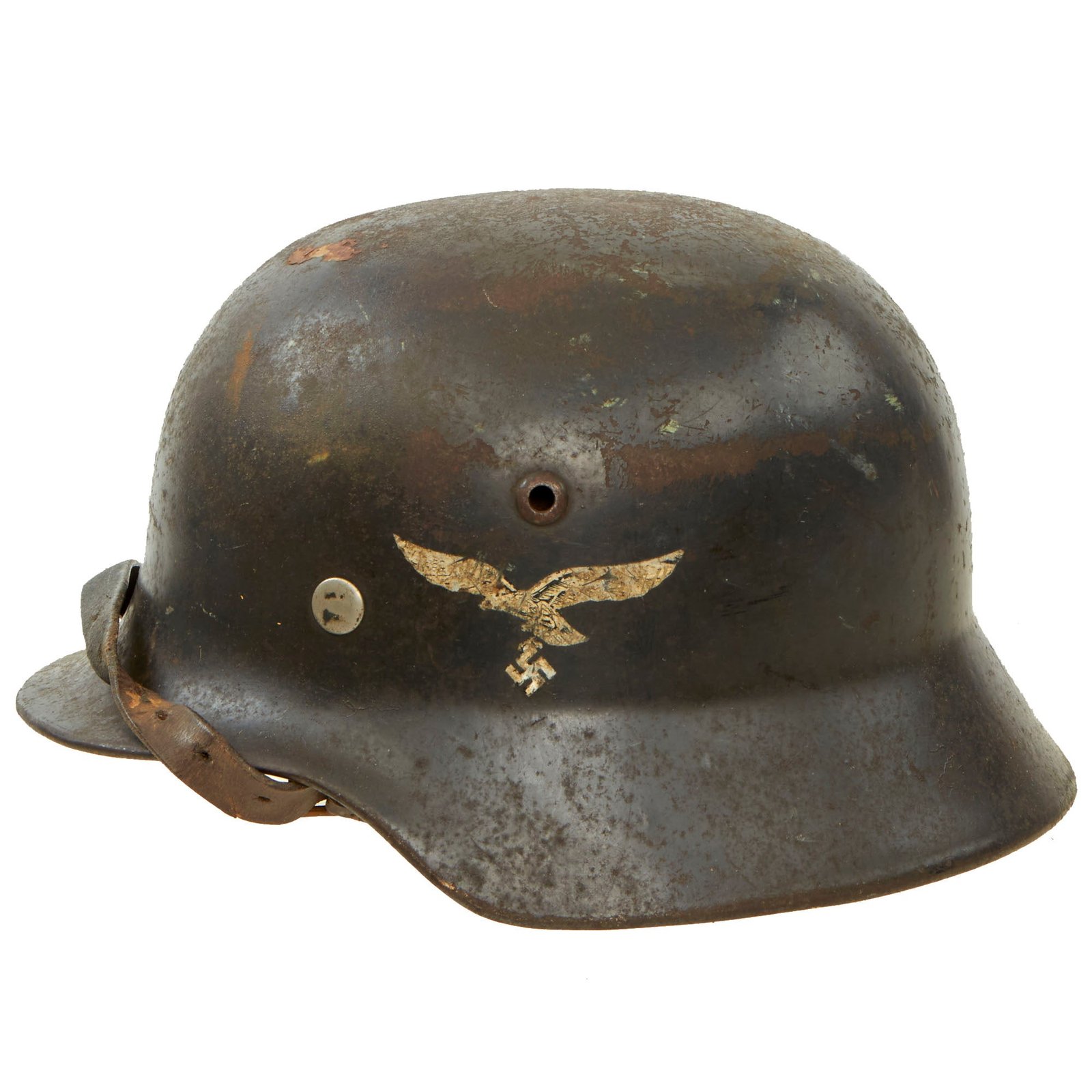 Buy Original German WWII Extra Small M35 Single Decal Luftwaffe Helmet with 53cm Liner & Chinstrap - ET60 | Original Firearms Antique For Sale
