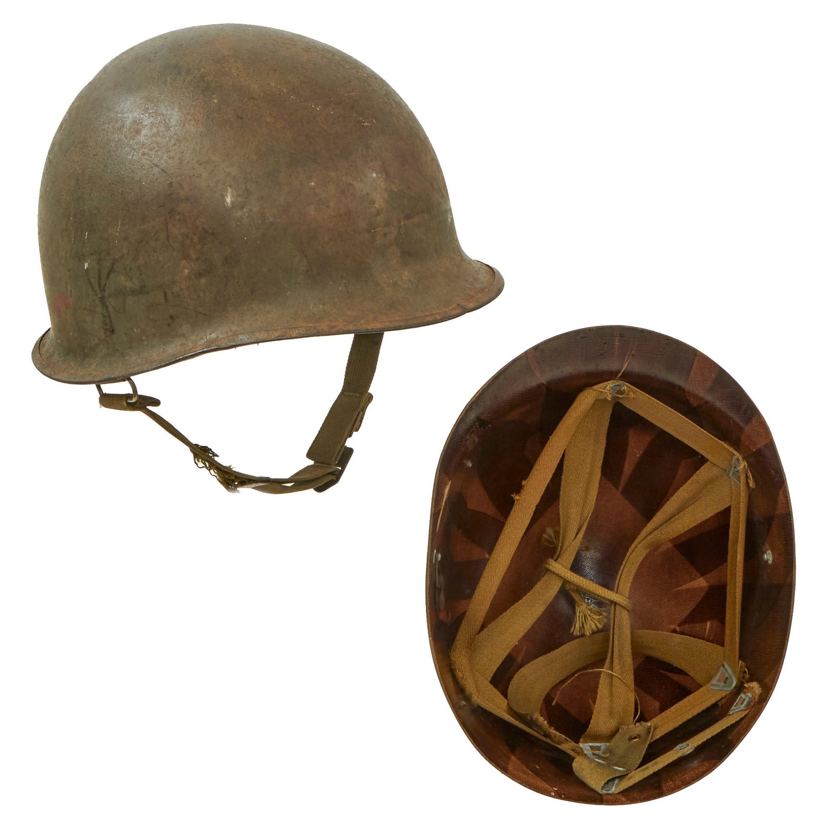 Buy Original U.S. WWII 1944 M1 McCord Front Seam Swivel Bale Helmet with CAPAC Liner | Original Firearms Antique For Sale