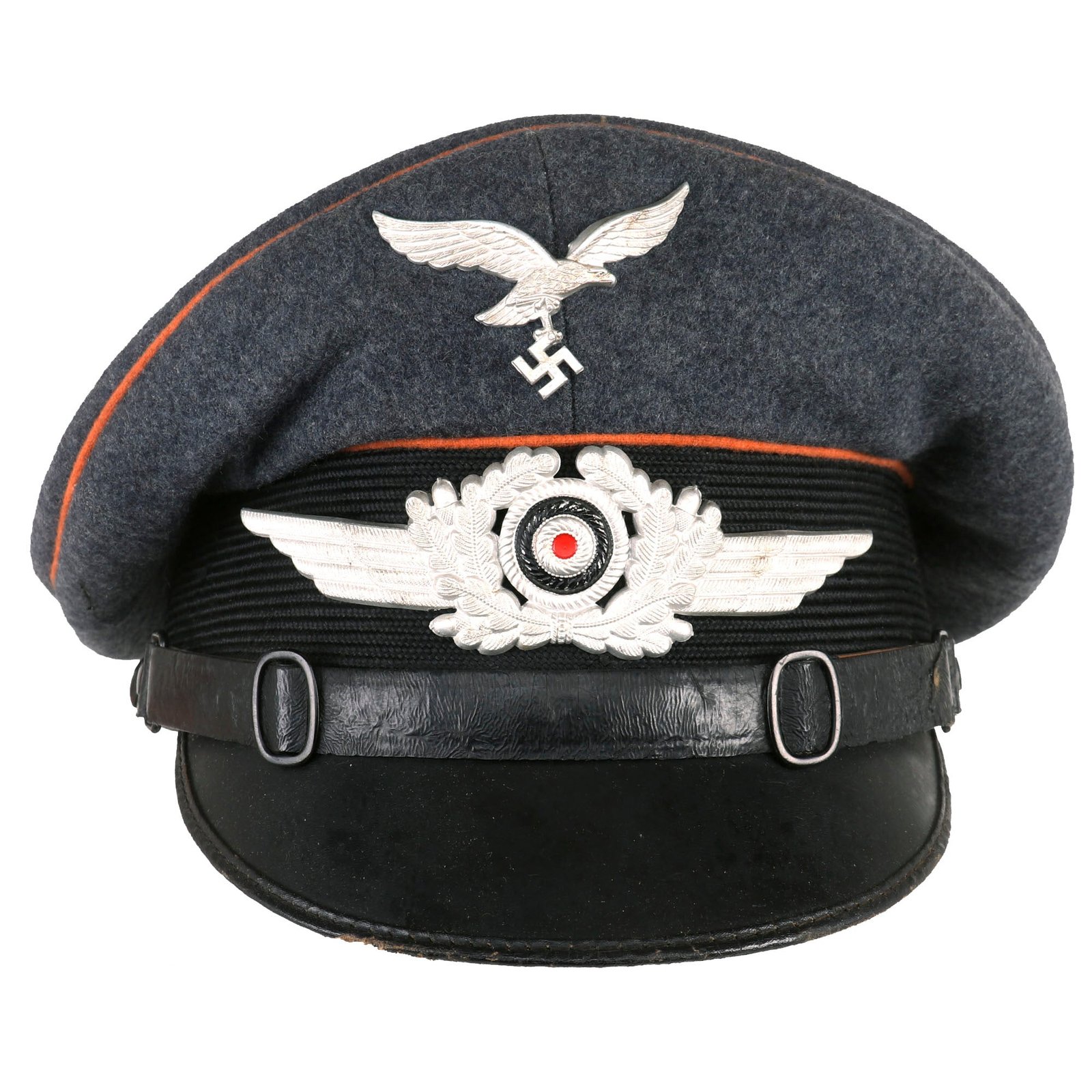 Buy Original German WWII 1938 Dated Luftwaffe Signals Unit Marked EM/NCO Visor Cap by Franz Ritter - Size 56 ½ | Original Firearms Antique For Sale