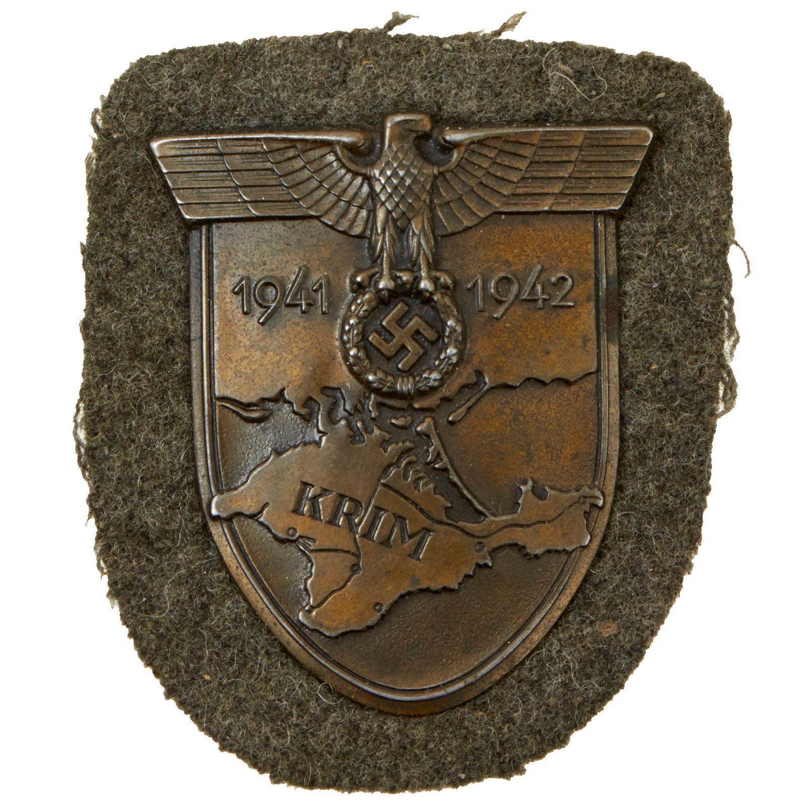 Buy Original German WWII Heer Army Crimea Krim Shield Decoration with Back Plate & Fabric - Krimschild | Original Firearms Antique For Sale