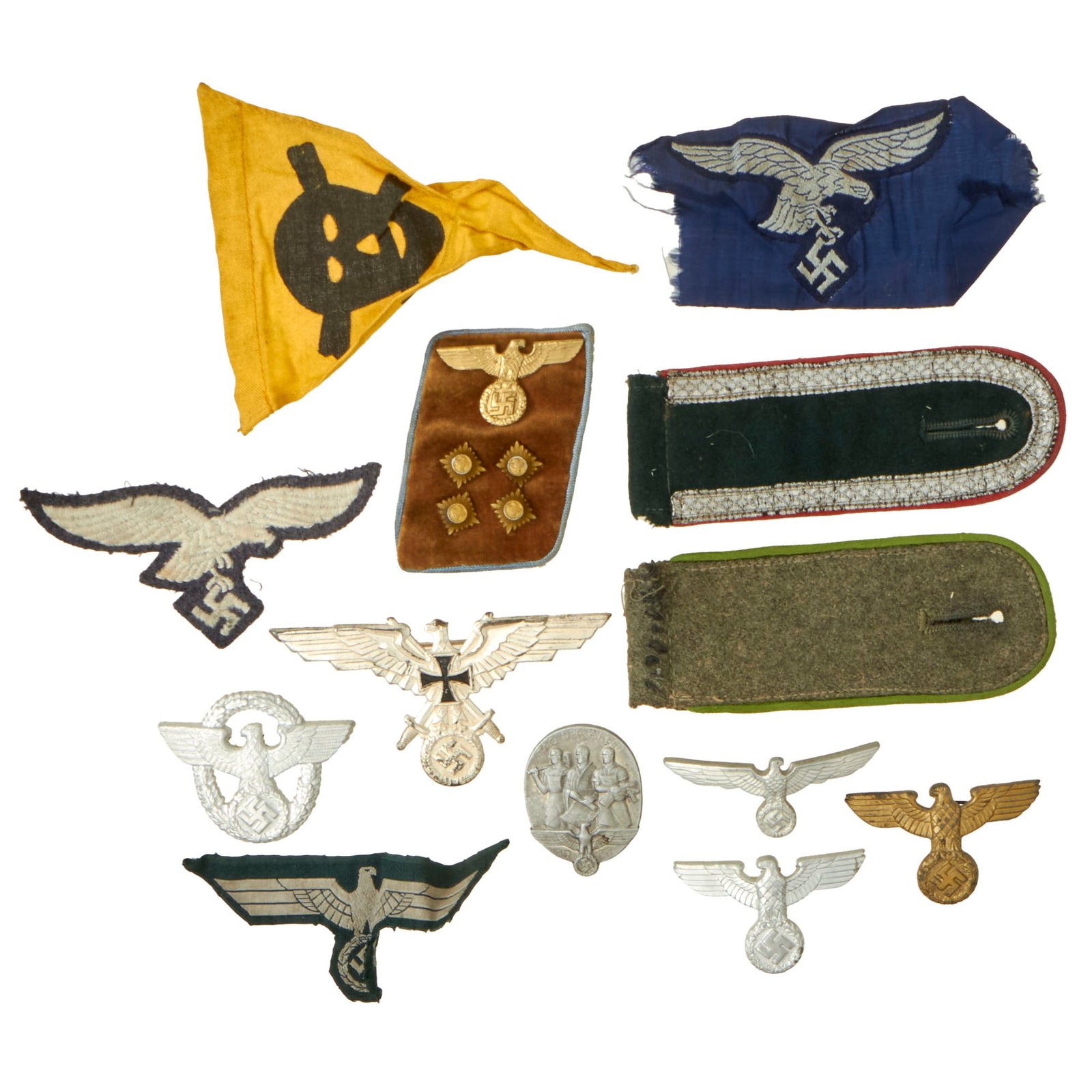Buy Original German WWII USGI Bring Back Uniform & Cap Eagle, Shoulder Strap & Insignia Grouping - 13 Items | Original Firearms Antique For Sale