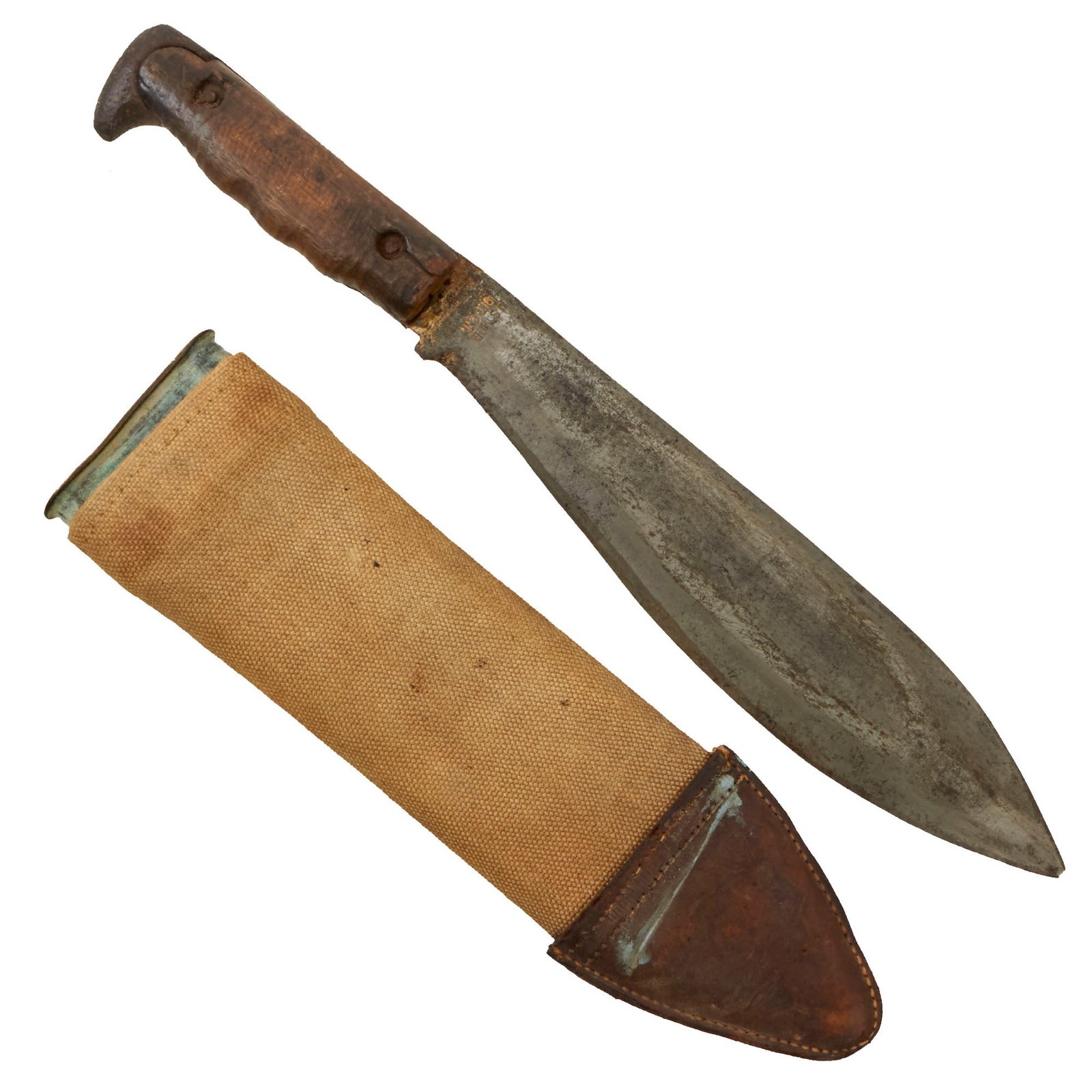 Buy Original U.S. WWI Modified Model 1917 Bolo Knife by Plumb St. Louis with Canvas Scabbard | Original Firearms Antique For Sale