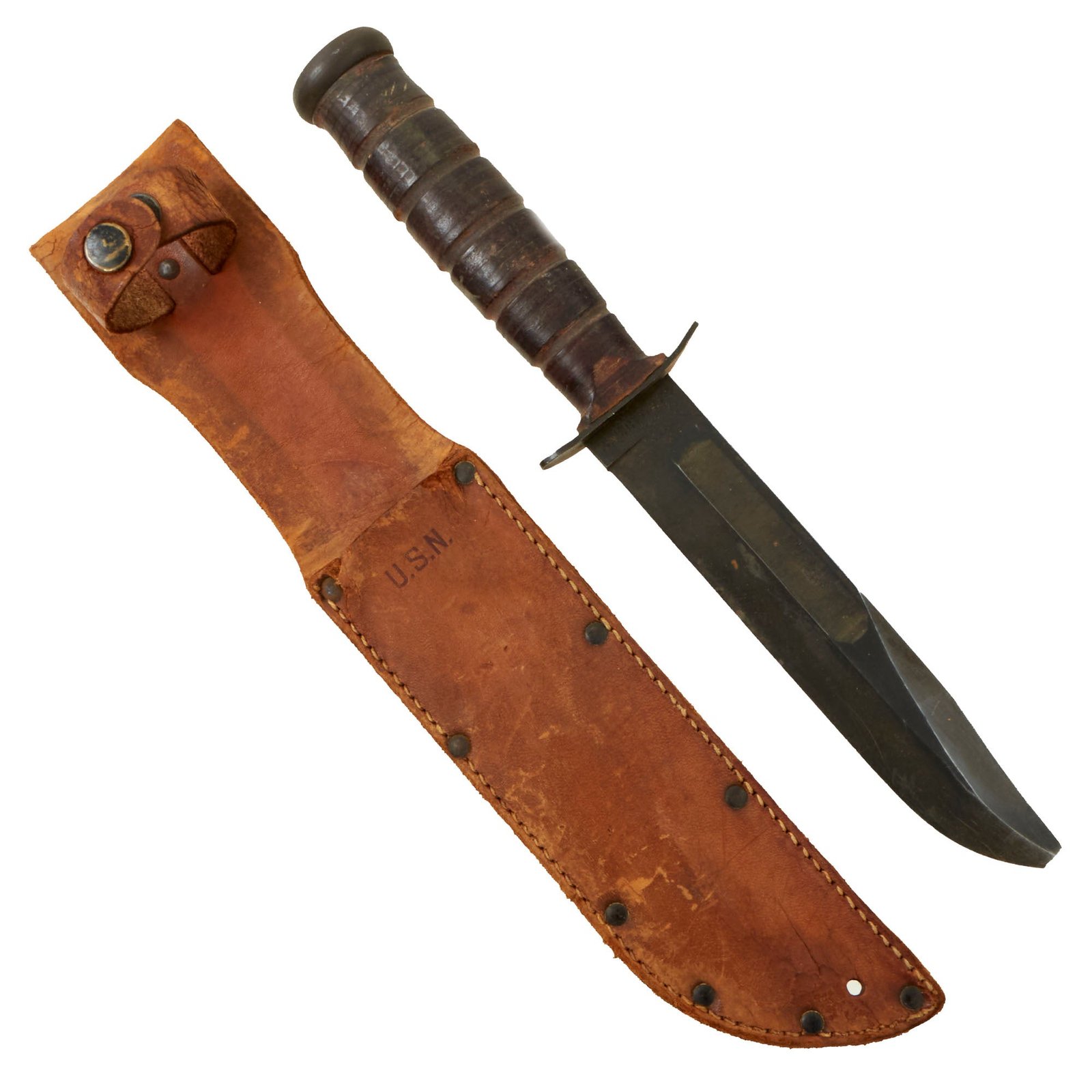 Buy Original U.S. WWII USN Mark 2 KA-BAR Fighting Knife by CAMILLUS in Original Leather Sheath | Original Firearms Antique For Sale