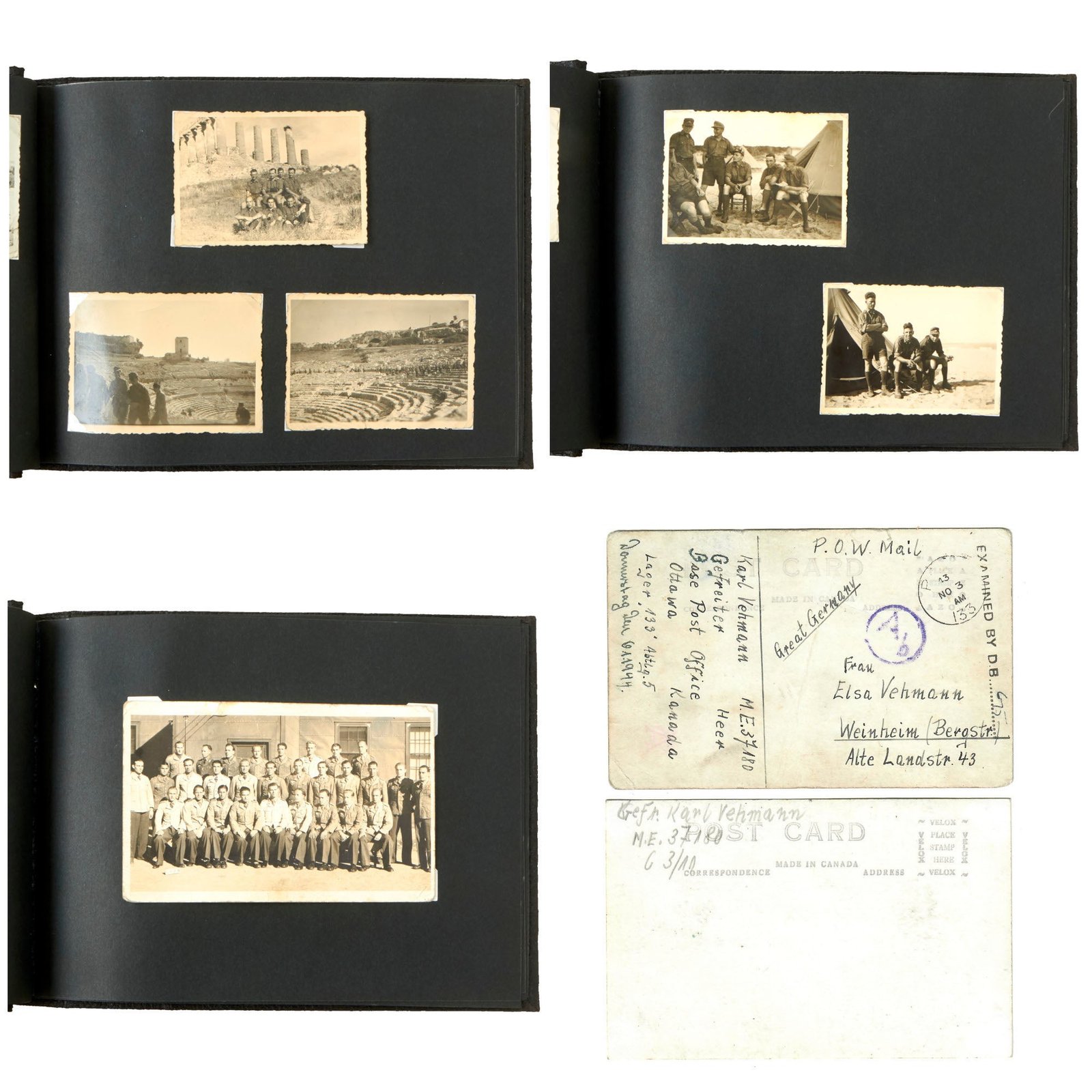 Buy Original German WWII DAK Afrika Korps Personal Photo Album of Gefr. Karl Vehmann - Captured and Sent to POW Camp in Canada | Original Firearms Antique For Sale