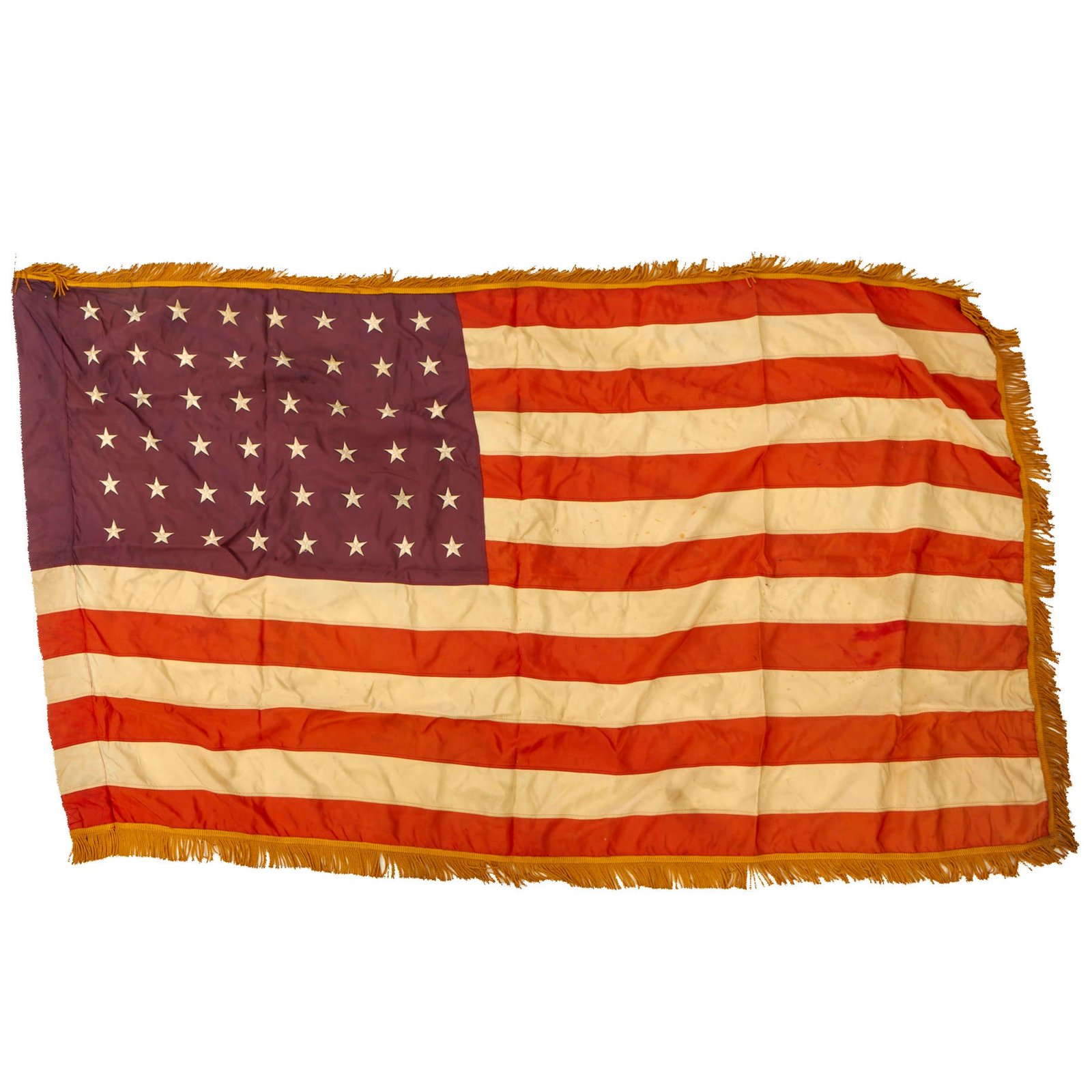 Buy Original U.S. WWII Era 48 Star Parade Flag with Gold Fringe - 36 x 63” | Original Firearms Antique For Sale