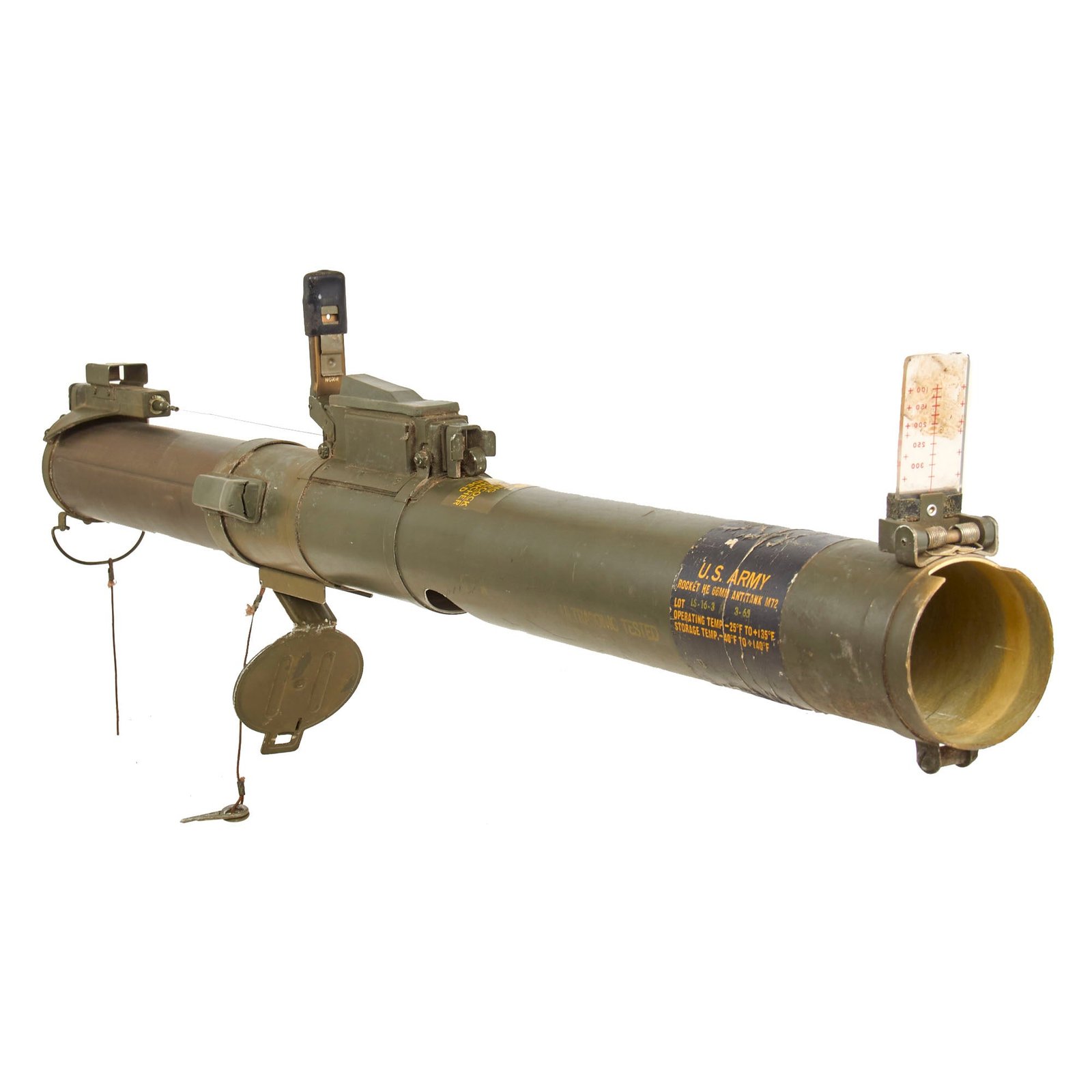 Buy Original U.S. Vietnam War INERT Complete Rare Gen 1 M72 Light Anti-Armor Rocket Propelled Grenade Launcher LAW Tube - Dated 1965 | Original Firearms Antique For Sale