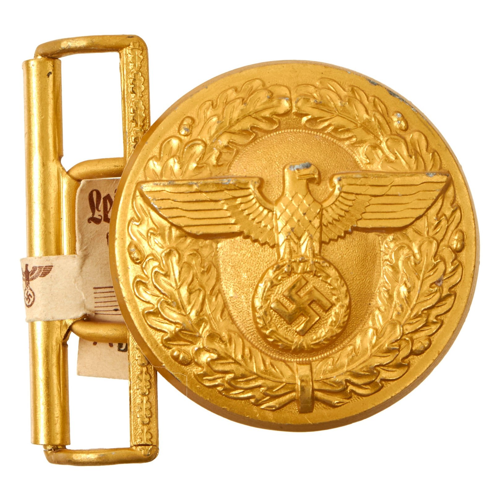 Buy Original German WWII Unissued NSDAP Leader Aluminum Belt Buckle by Christian Theodor Dicke with RZM Tag - RZM M4/22 | Original Firearms Antique For Sale