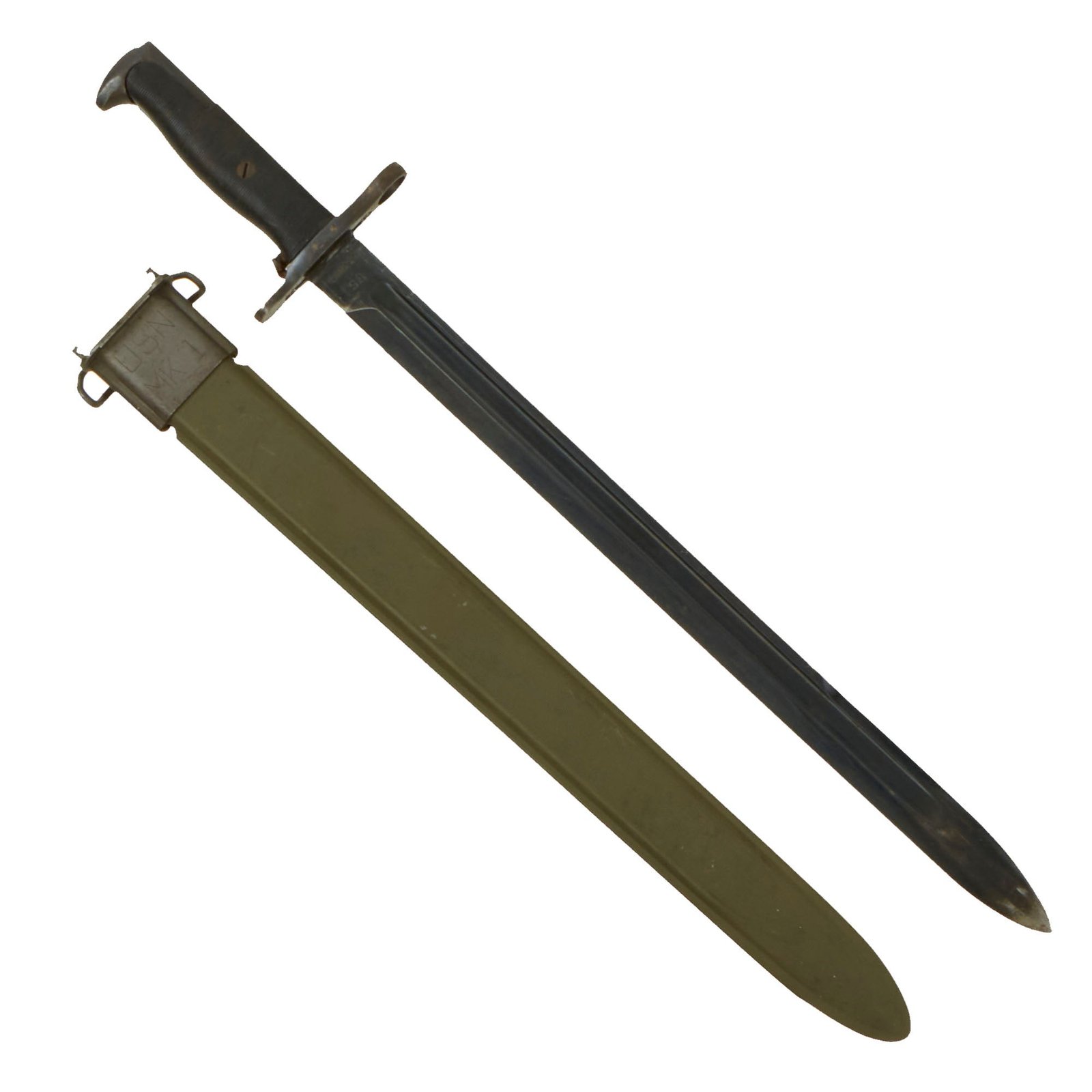 Buy Original U.S. WWI & WWII M1905 Springfield 16" Rifle Bayonet marked S.A. with USN Mk 1 Scabbard - dated 1912 | Original Firearms Antique For Sale