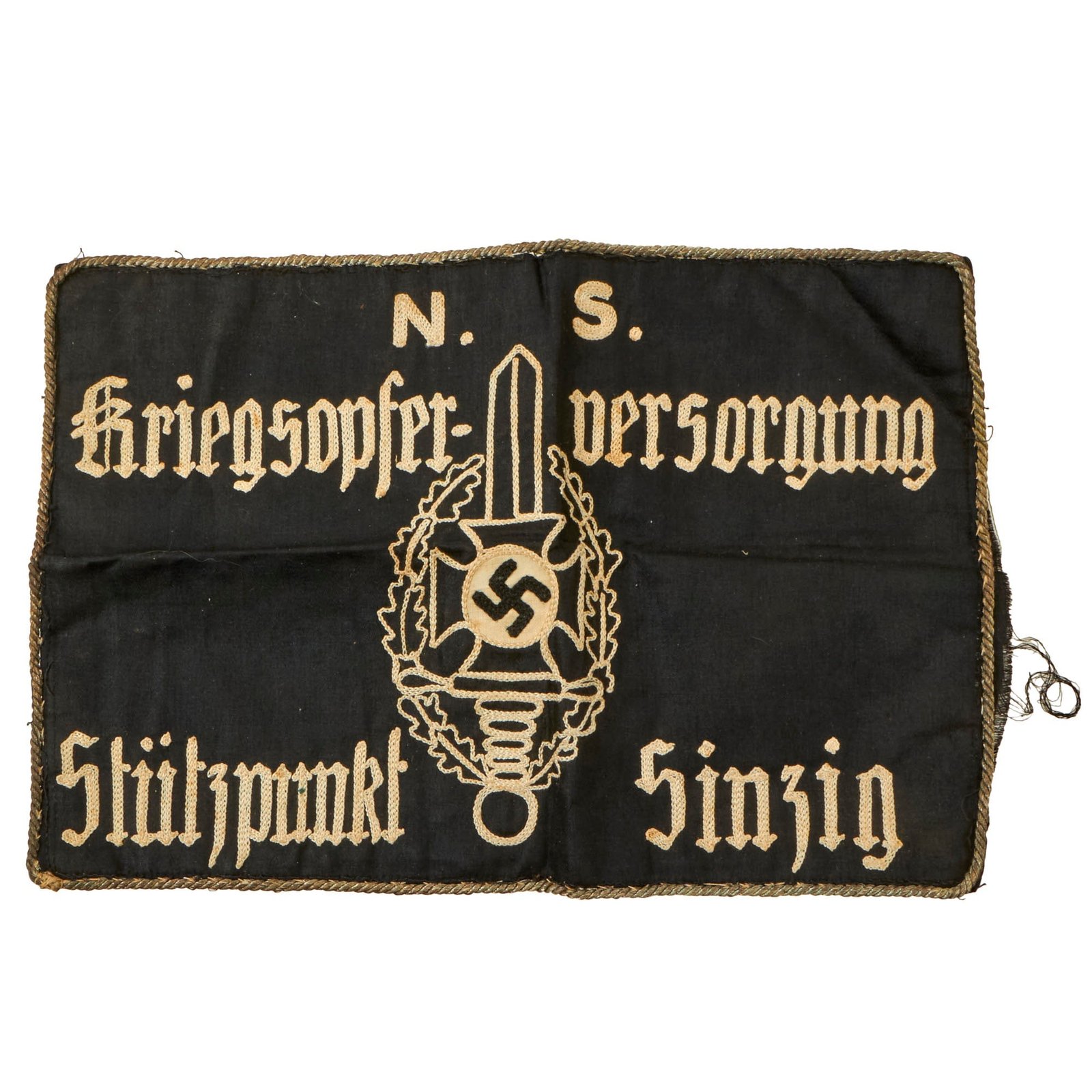Buy Original German WWII National Socialist War Victim's Care Parade Flag Cut Off Unit Insignia | Original Firearms Antique For Sale