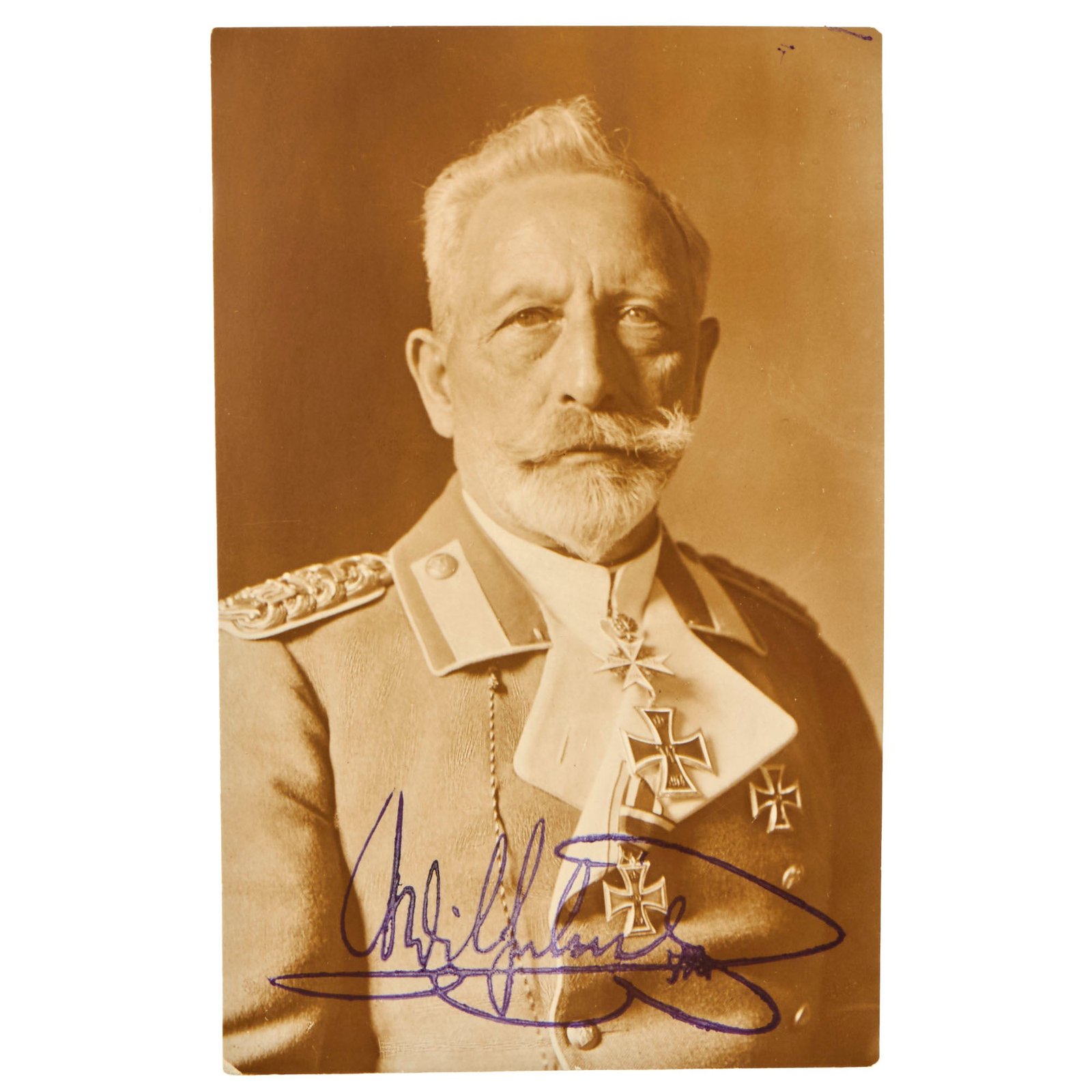 Buy Original German Inter War Era 3 ⅜” x 5 ⅜” Post Card of Kaiser Wilhelm II With His Signature | Original Firearms Antique For Sale