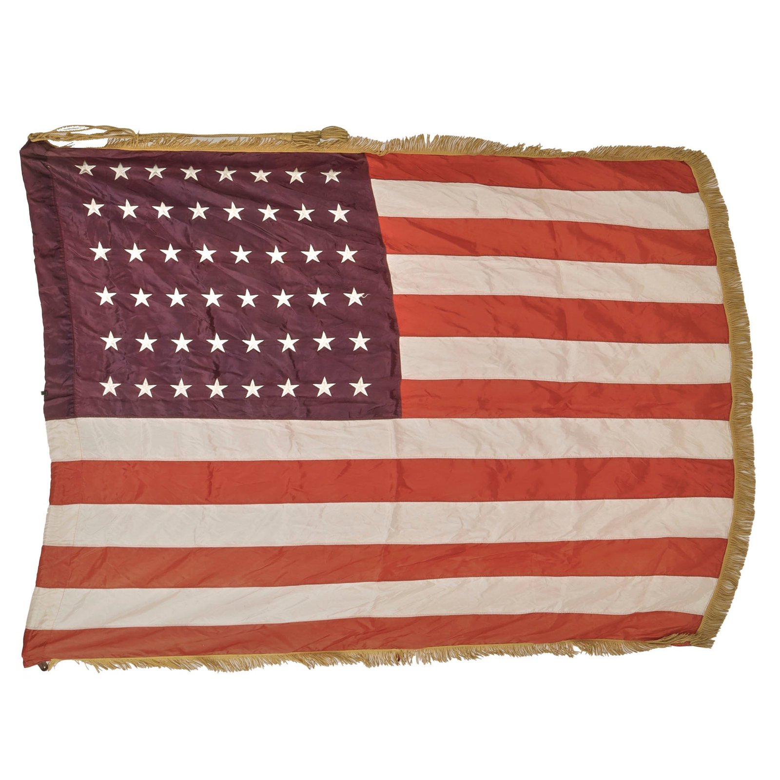 Original U.S. WWII Ceremonial 48 Star Cotton Fringed National Flag by Dettra Flag Products - 47 x 59”