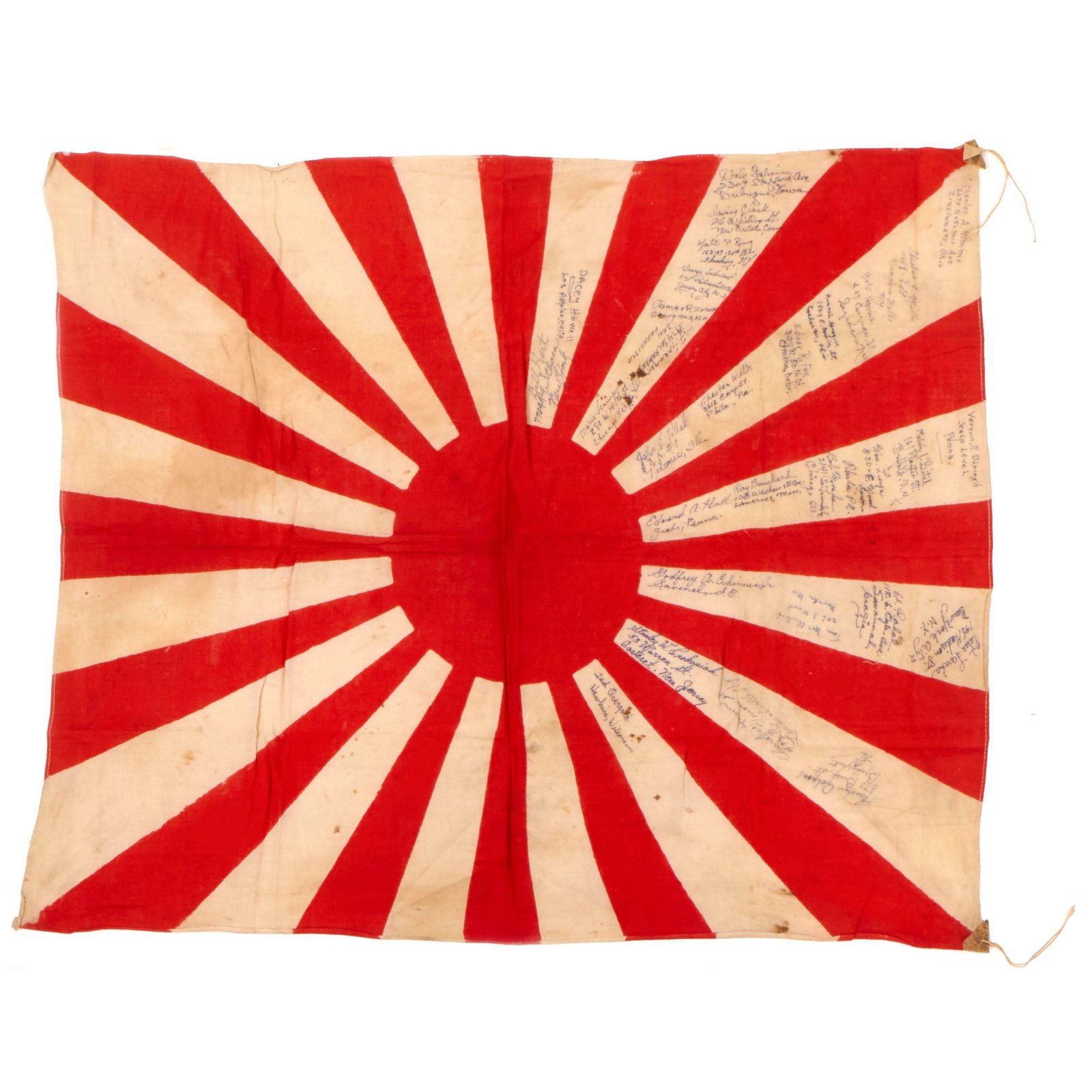 Buy Original Japanese WWII Battle of Iwo Jima 5th Marine Division Signed Japanese Army Rising Sun War Flag - 27” x 31” | Original Firearms Antique For Sale
