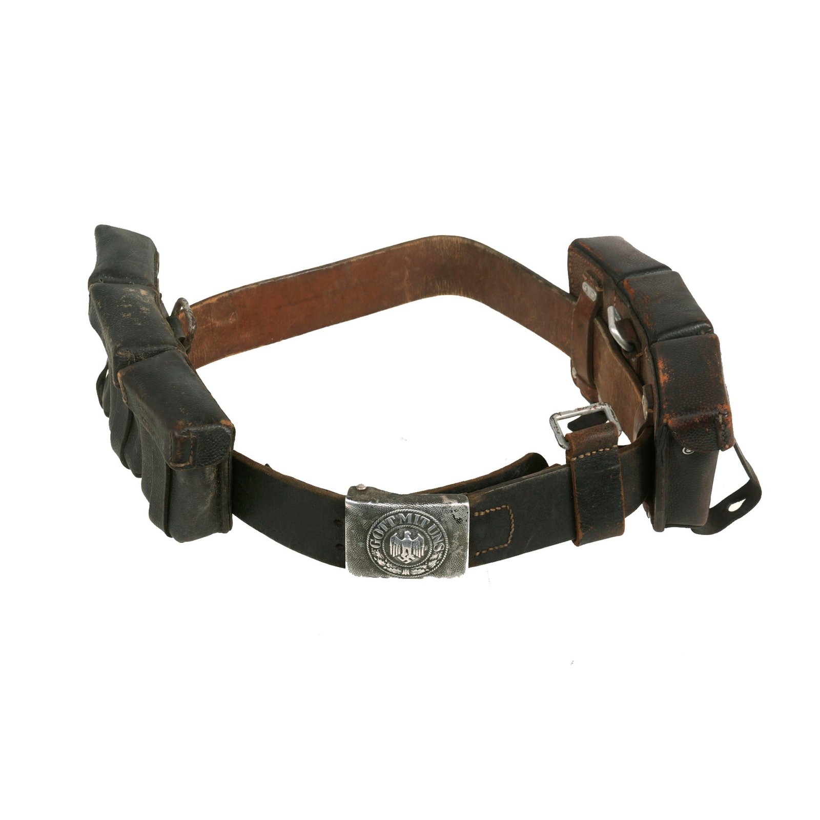 Buy Original German WWII Heer Army EM/NCO Belt with Steel Buckle by Richard Sieper & Söhne and Two K98 Pouches | Original Firearms Antique For Sale