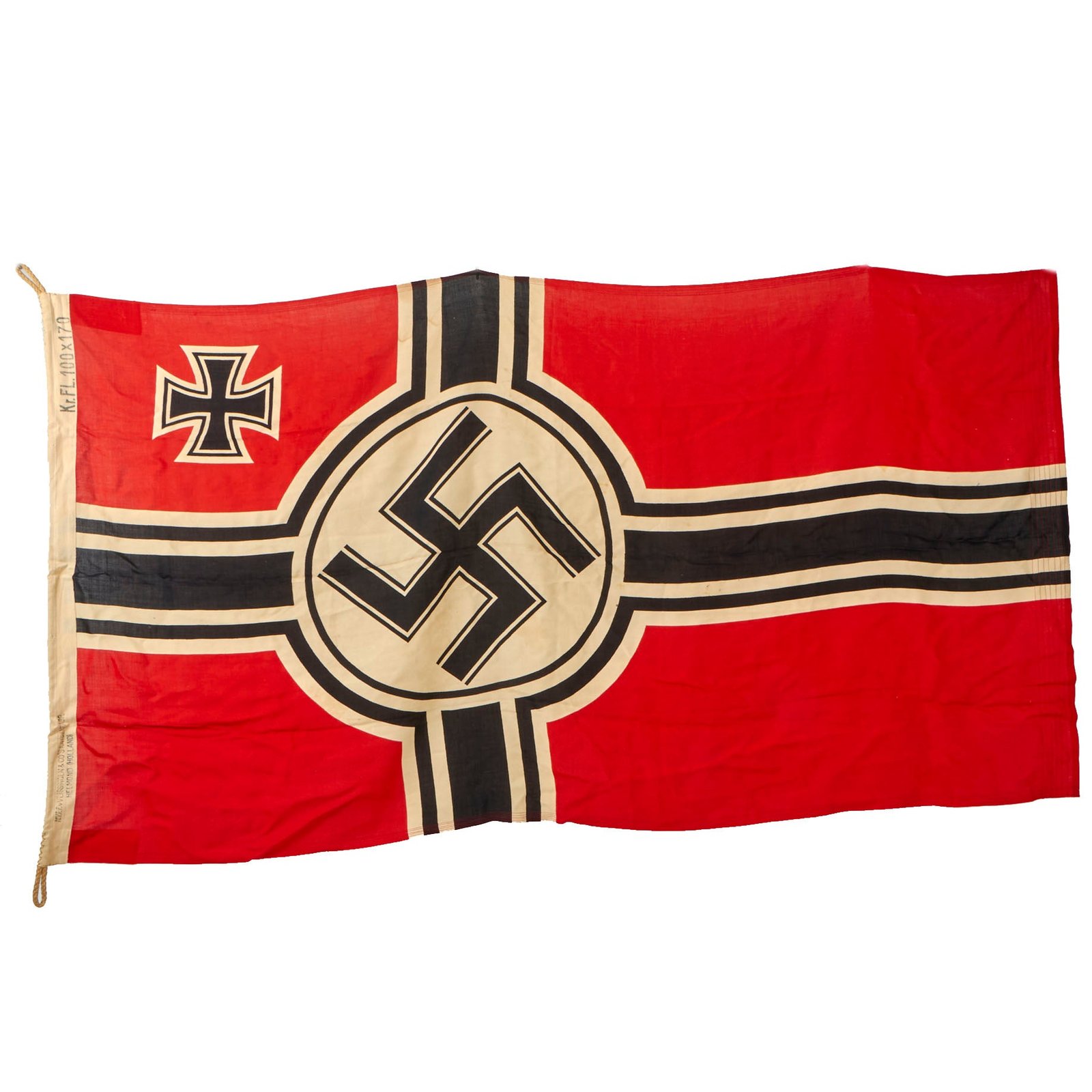 Buy Original German WWII 100cm x 170cm National Battle Flag by N.V.P.F. v Vlissingen & Co. - Reichskriegsflagge | Original Firearms Antique For Sale