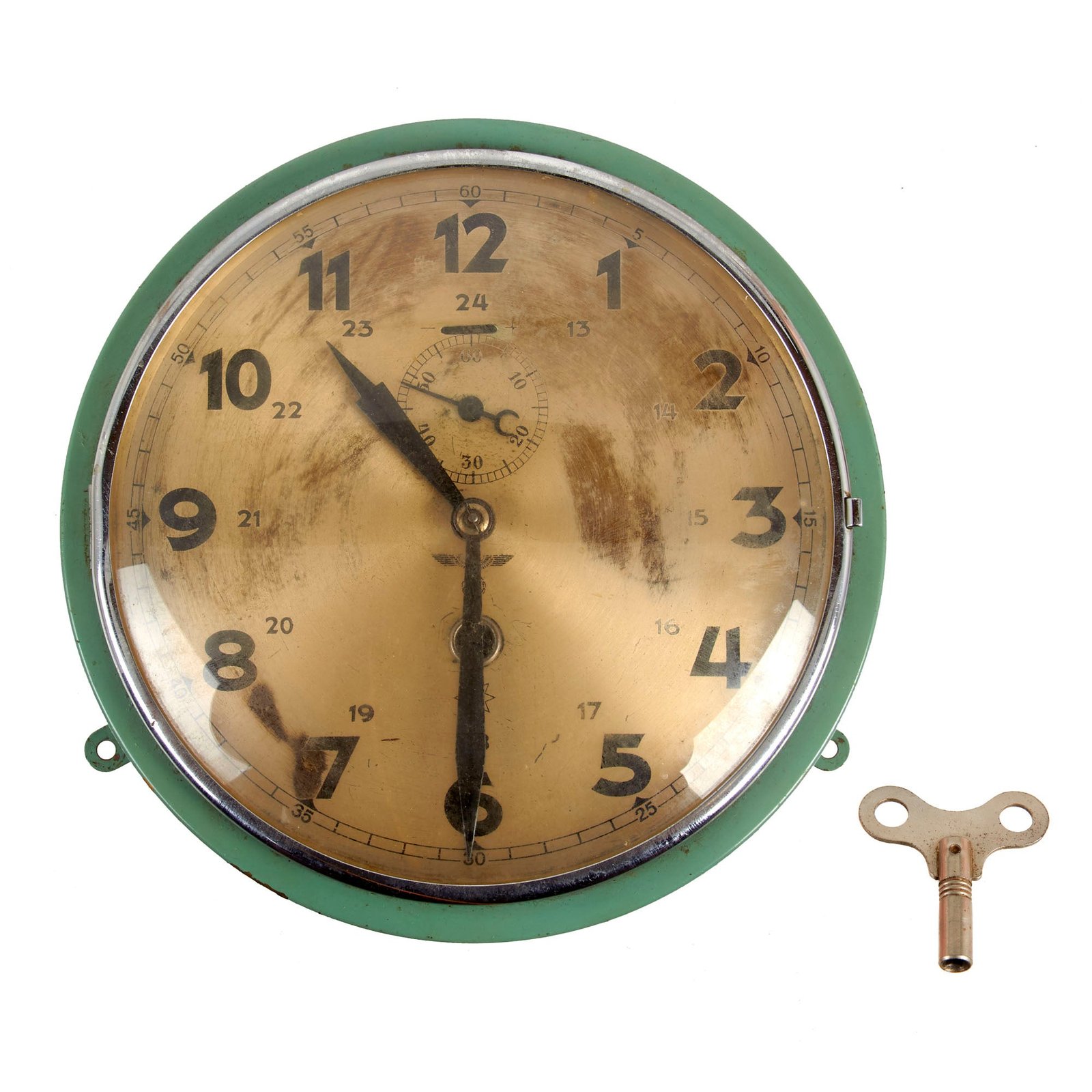Buy Original German WWII Kriegsmarine Navy Marked Brass Ships Clock by Junghans with Key - Fully Functional | Original Firearms Antique For Sale