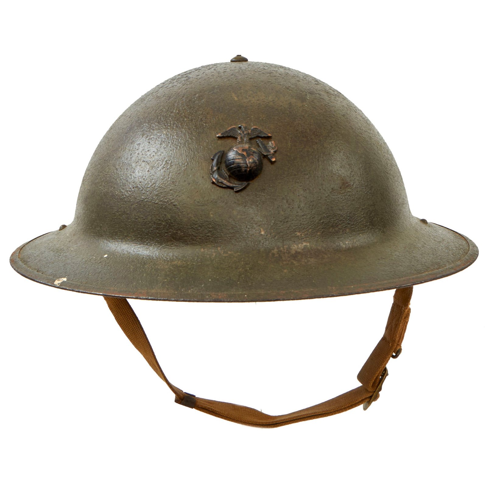 Buy Original U.S. Marine Corps Early WWII USMC M1917A1 Kelly Helmet With Textured Paint - As Used During The Battle of Wake Island | Original Firearms Antique For Sale