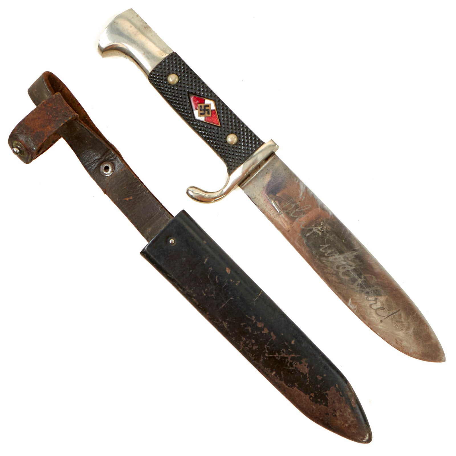 Buy Original German WWII Early Motto-Marked HJ Knife by Eduard Wüsthof of Solingen with Scabbard | Original Firearms Antique For Sale