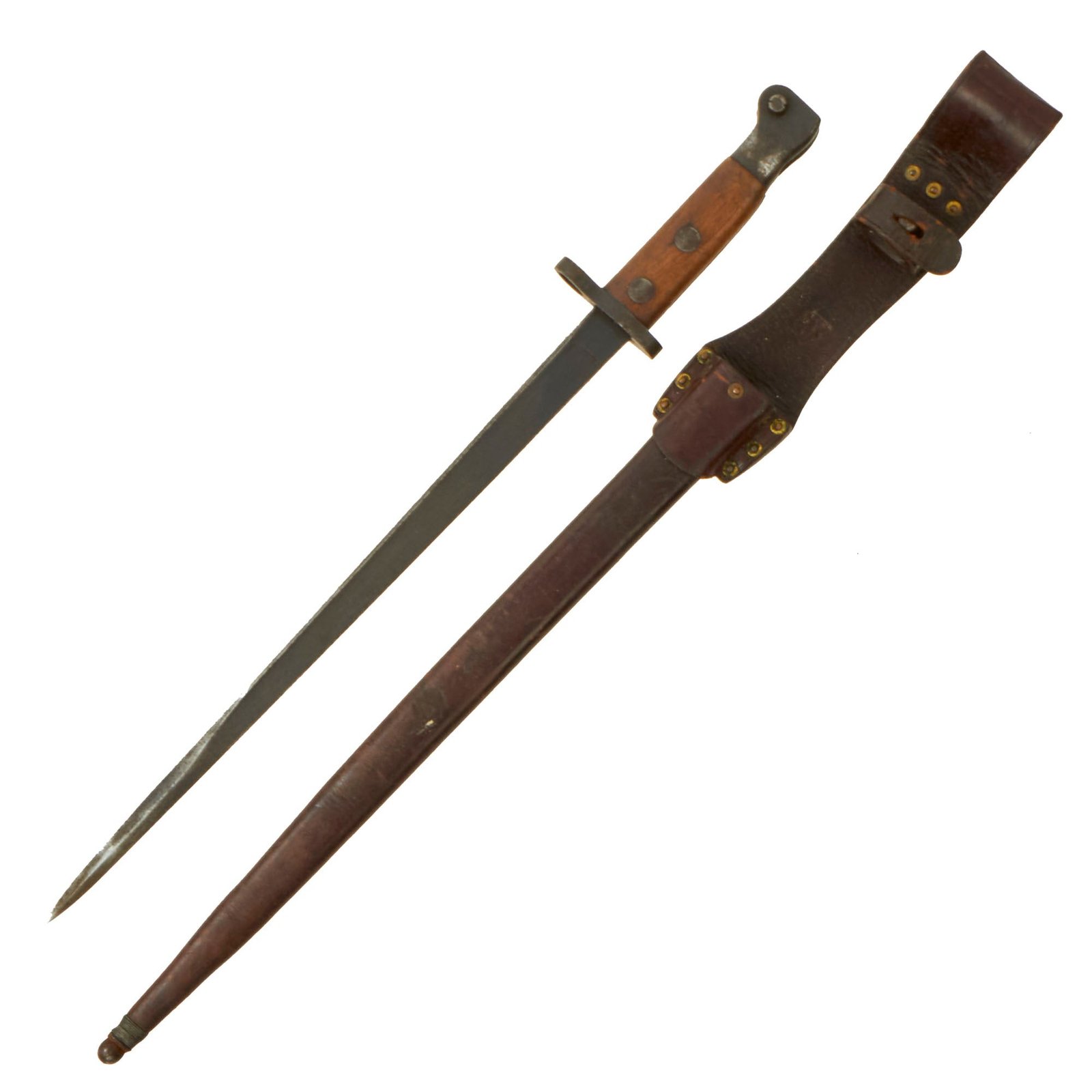 Buy Original Dutch M-1895 Mannlicher Infantry Rifle T-Back Bayonet marked HEMBRUG with Scabbard & Frog | Original Firearms Antique For Sale