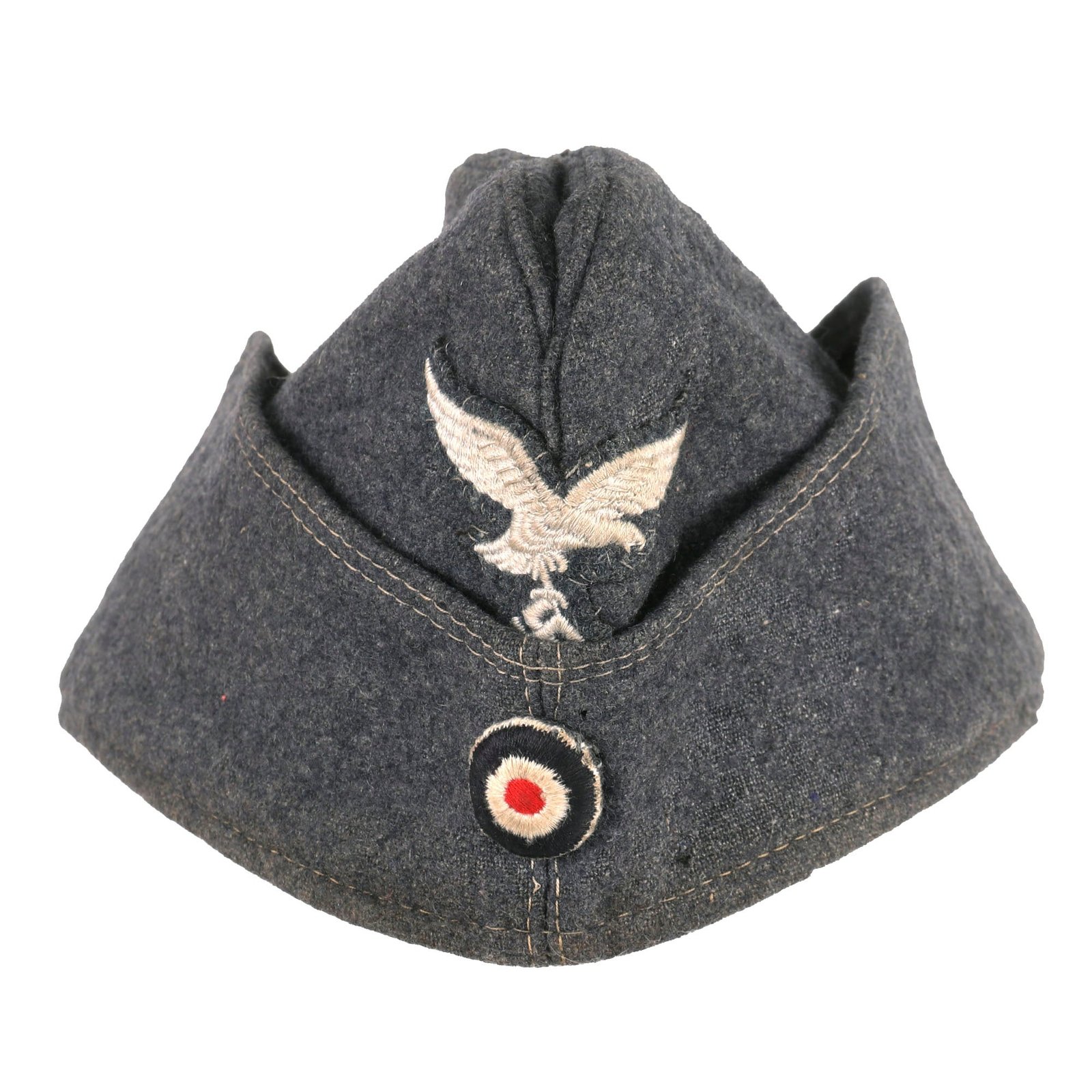 Buy Original German WWII Luftwaffe EM-NCO Wool M38 Overseas Cap with Faded Markings | Original Firearms Antique For Sale