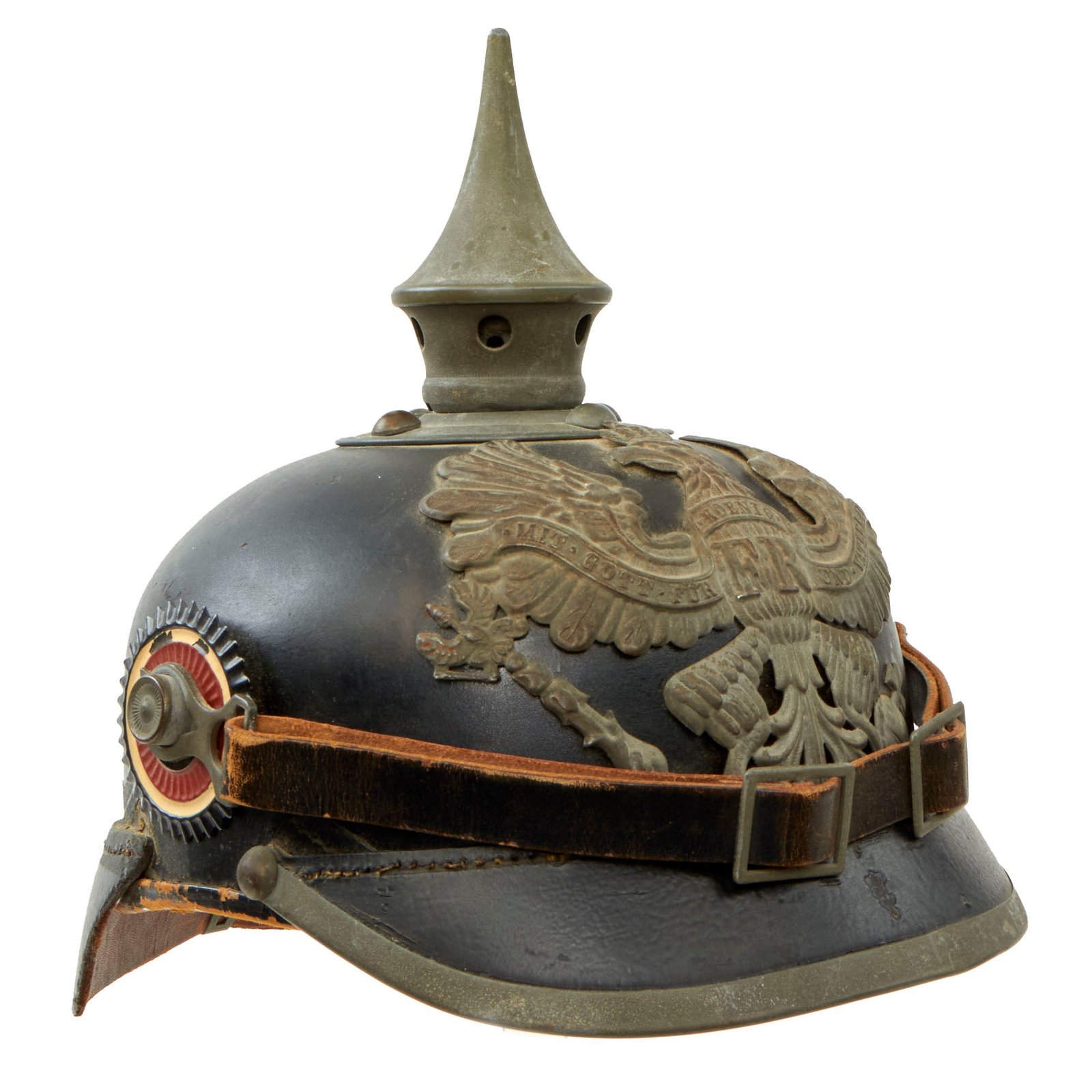 Buy Original Imperial German WWI Complete Prussian EM/NCO Infantry M1915 Pickelhaube Spiked Helmet | Original Firearms Antique For Sale