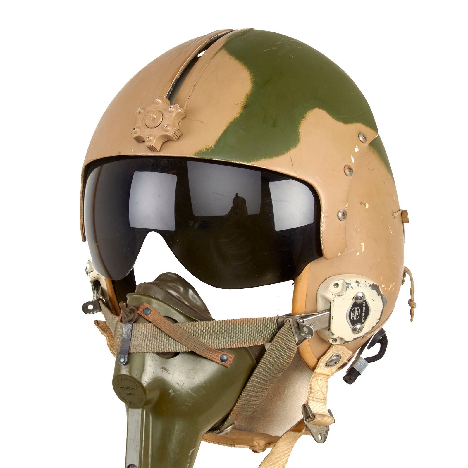 Buy Original U.S. Vietnam War 1962 Dated Camouflage Painted HGU-2A/P Flight Helmet With MBU-5/P Oxygen Mask - Sierra Engineering Co, Size Medium | Original Firearms Antique For Sale