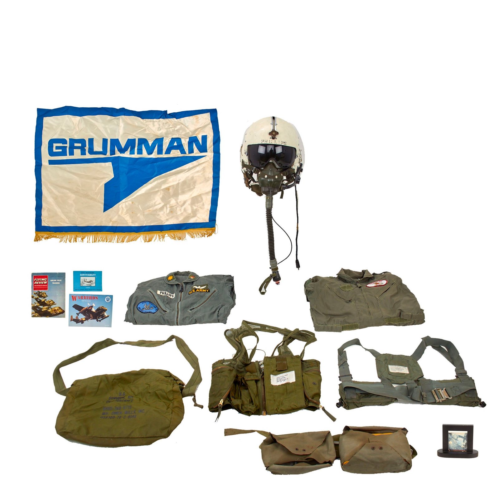 Buy Original U.S. Vietnam War to Post War Dated HGU-2A/P Flight Helmet Grouping With Flight Suits - Major Phillips, 226th Mohawk Battalion | Original Firearms Antique For Sale