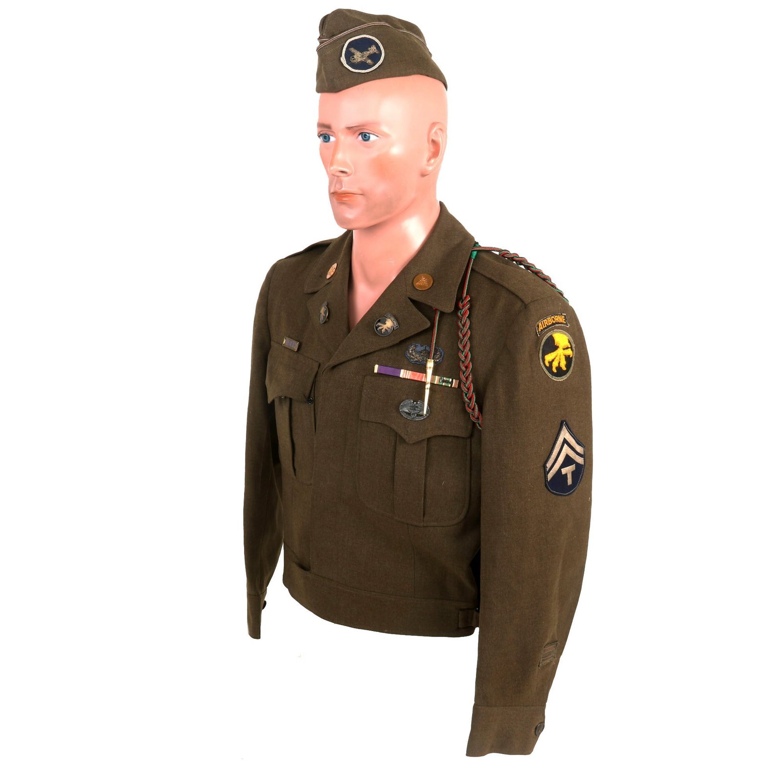 Buy Original U.S. WWII 17th Airborne Glider Troops Combat Medic Ike Jacket and Overseas Cap with Bullion Embroidered Insignia | Original Firearms Antique For Sale