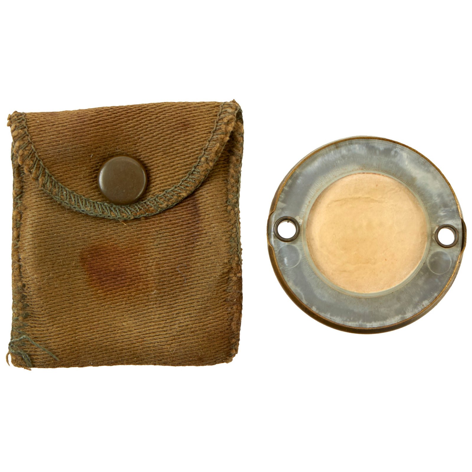 Buy Original U.S. WWII Paratrooper D-Day Normandy Invasion Clip On Luminous Disc Helmet Marker With Original Pouch | Original Firearms Antique For Sale