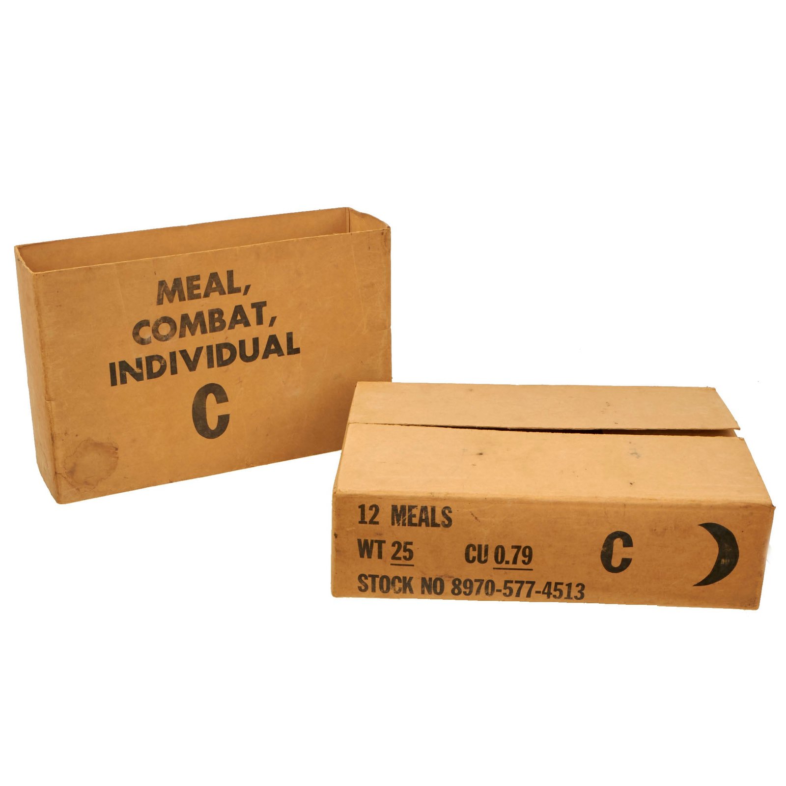 Buy Original U.S. Vietnam War Empty Transit Box for Type C Field Ration “C-Rat” by Southern Packaging & Storage Co. - Dated August 1968 | Original Firearms Antique For Sale
