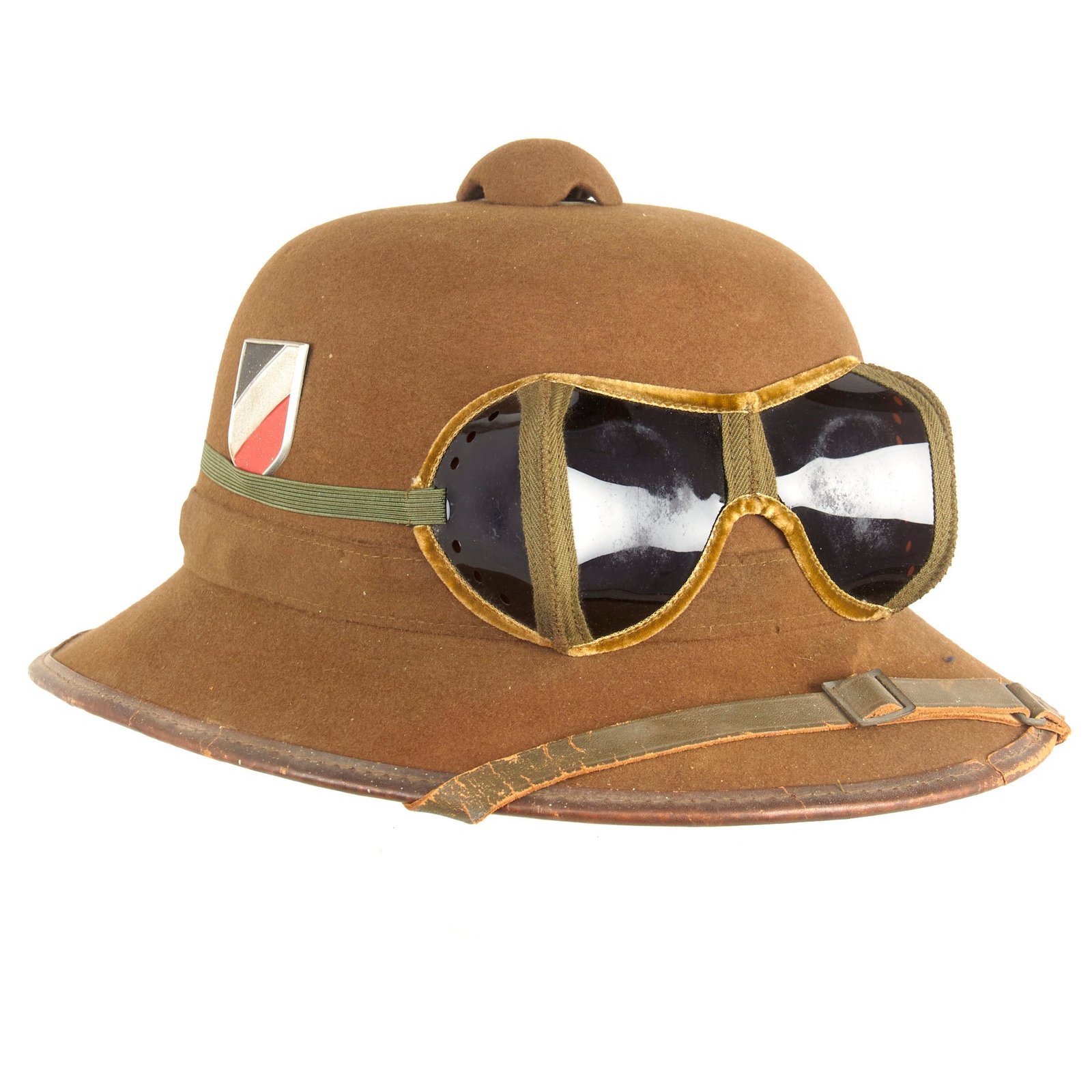 Buy Original German WWII 1941 Dated 2nd Model Afrikakorps DAK Sun Helmet by JHS with Eye Shields - Size 59cm | Original Firearms Antique For Sale