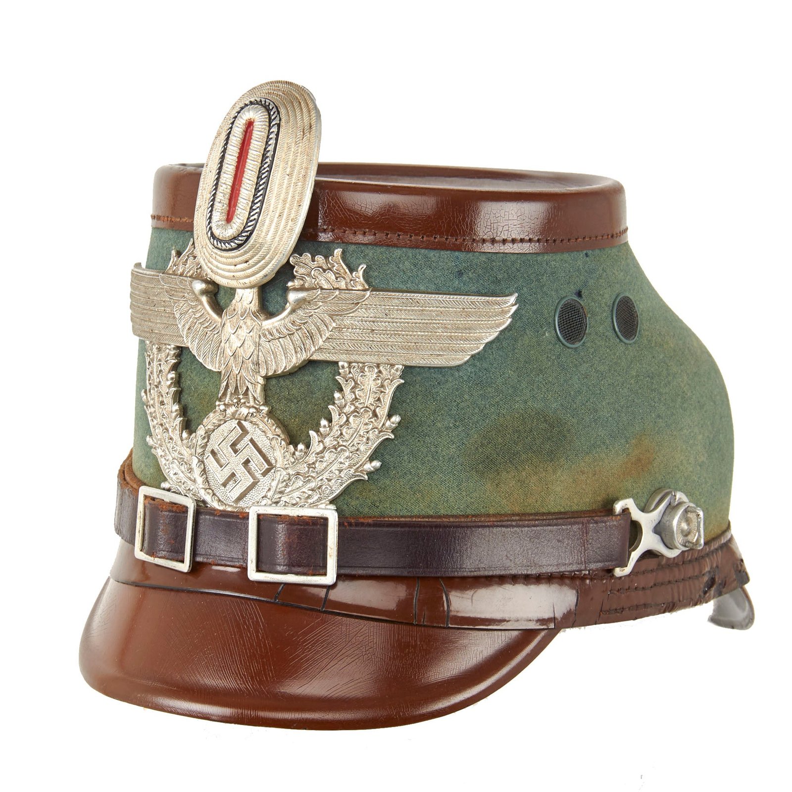 Buy Original German WWII Late Pattern Rural Police Shako by Hans Römer with Leather Chinstrap | Original Firearms Antique For Sale