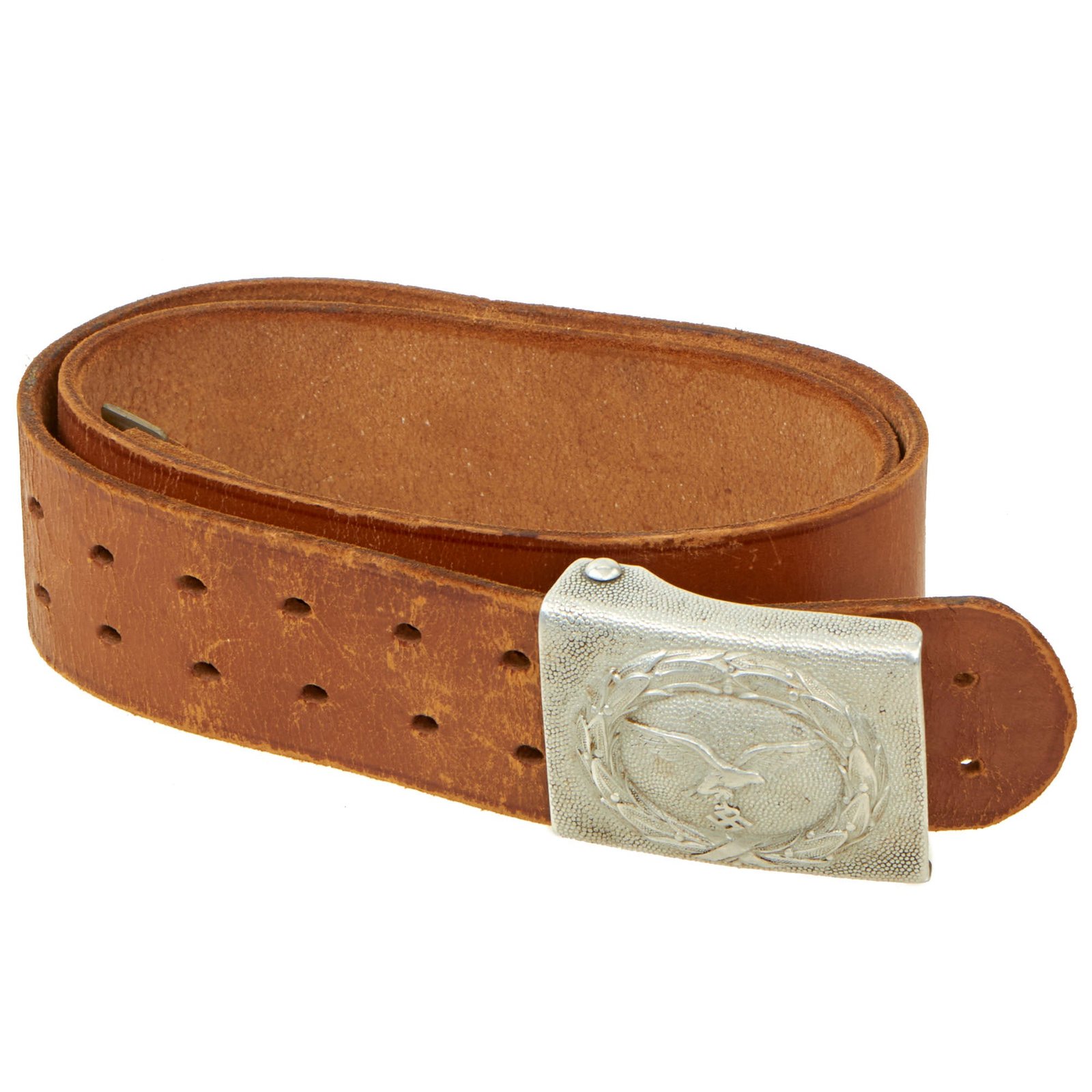 Buy Original German WWII EM/NCO Luftwaffe Belt with Pebbled Aluminum Buckle by Franz Reichenauer - dated 1938 | Original Firearms Antique For Sale